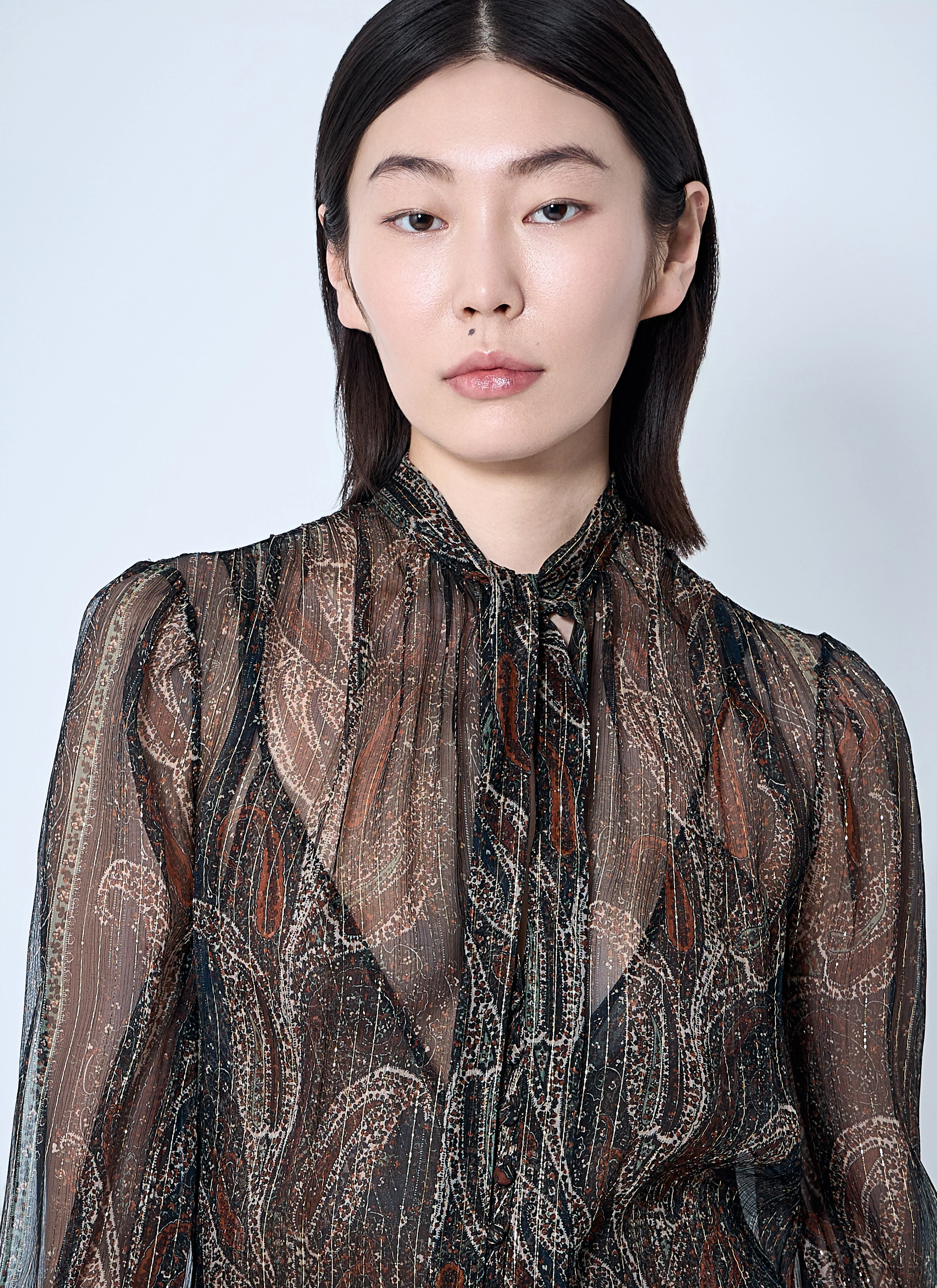 Saint Laurent Women Lavallière Paisley Silk Crepon Maxi Dress - Image 5