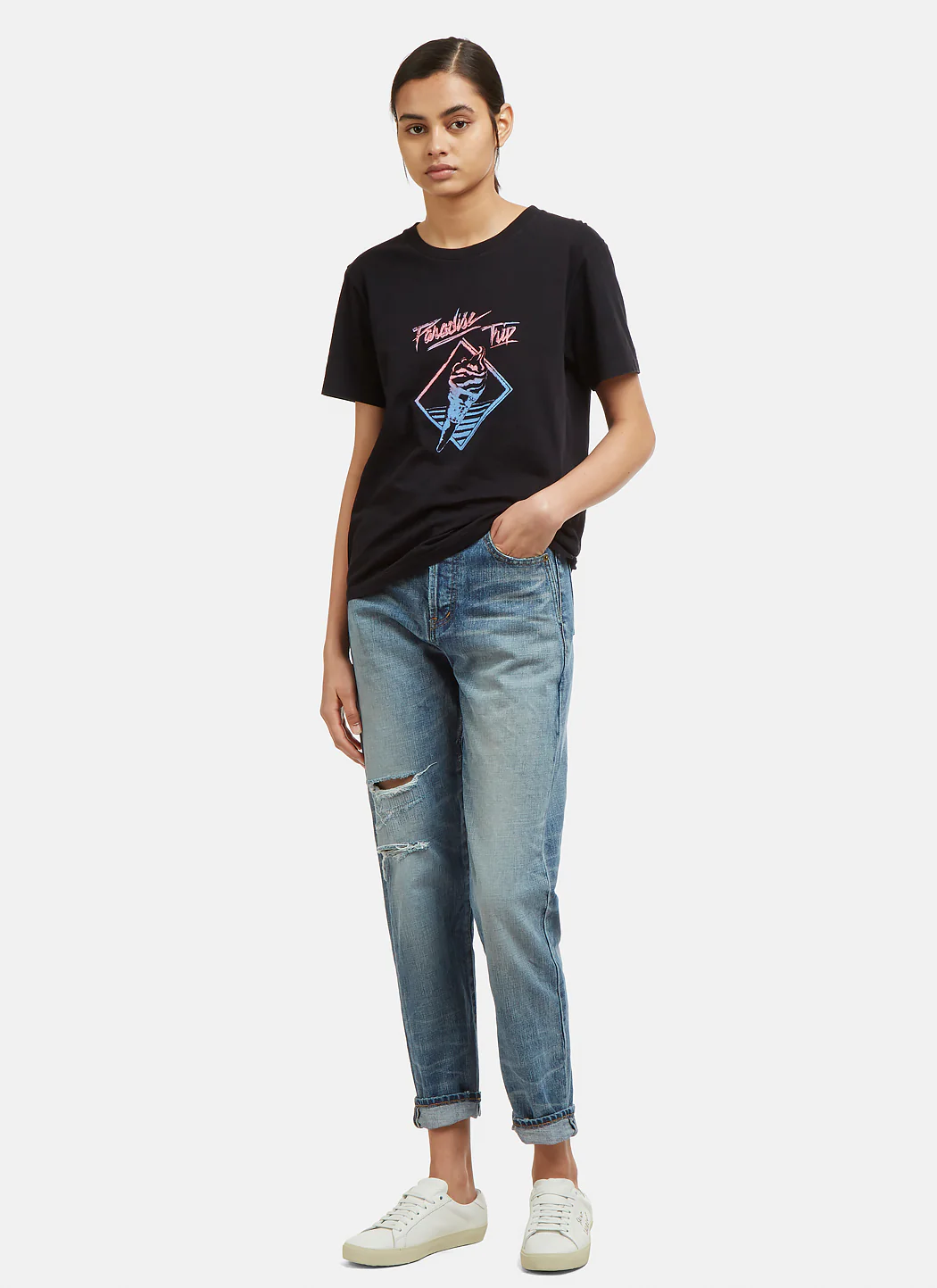 Saint Laurent Women Logo Motif T-Shirt - Image 2