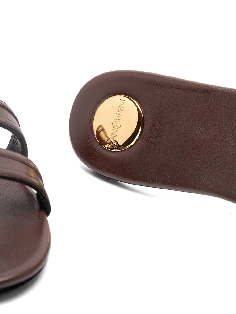 Saint Laurent Women Mabrouka Smooth Leather Slides - Image 4