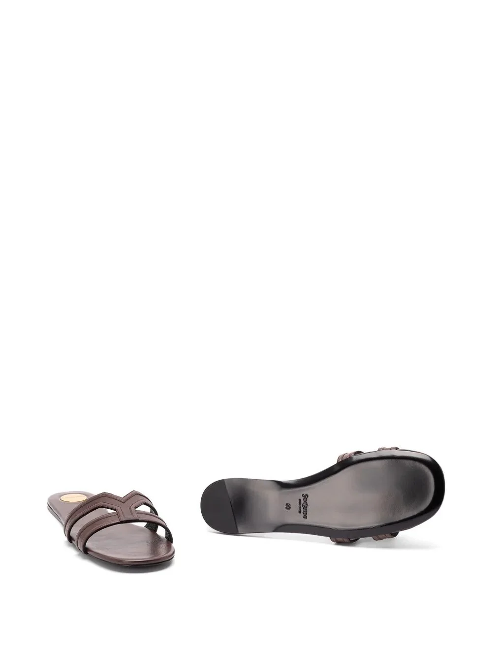 Saint Laurent Women Mabrouka Smooth Leather Slides - Image 5
