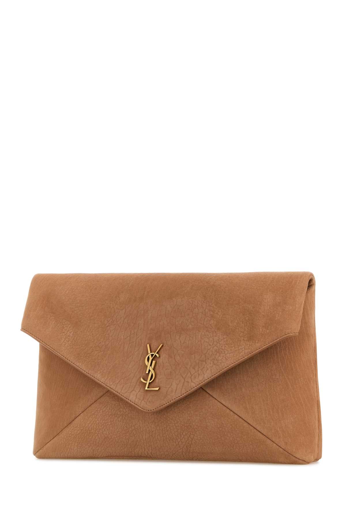 Saint Laurent Women Antiqued Pink Suede Envelope Clutch - Image 2