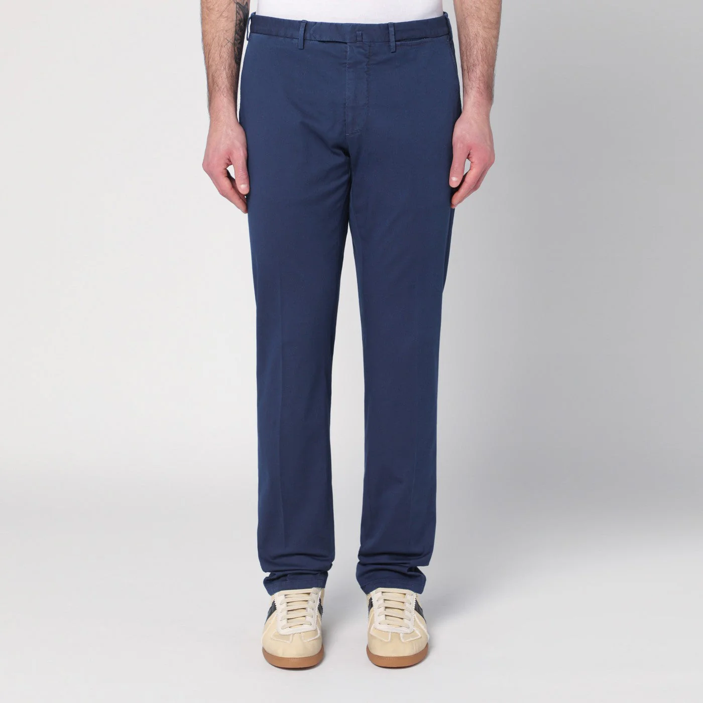 Santaniello Blue Trousers In Cotton Men