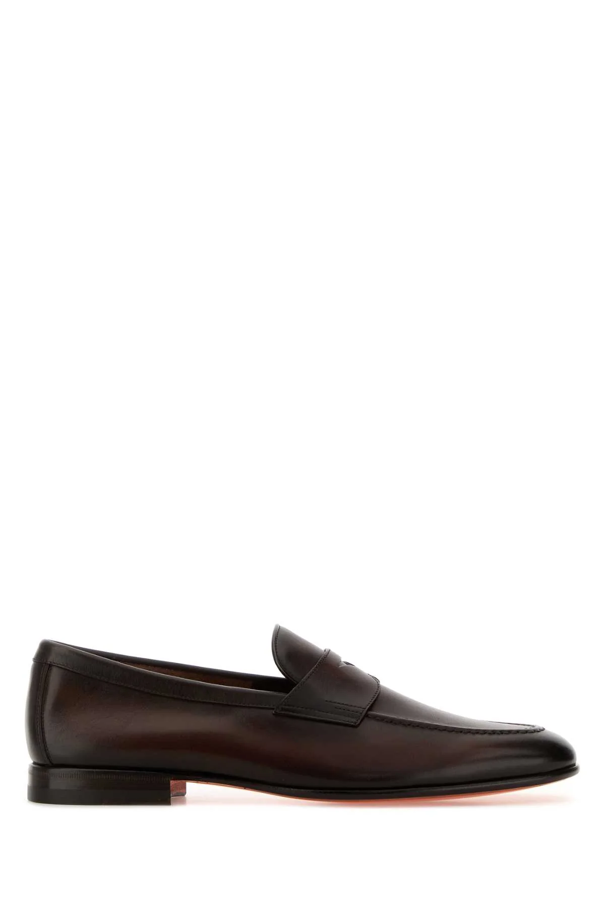 Santoni Men Dark Brown Leather Sullivan Loafers