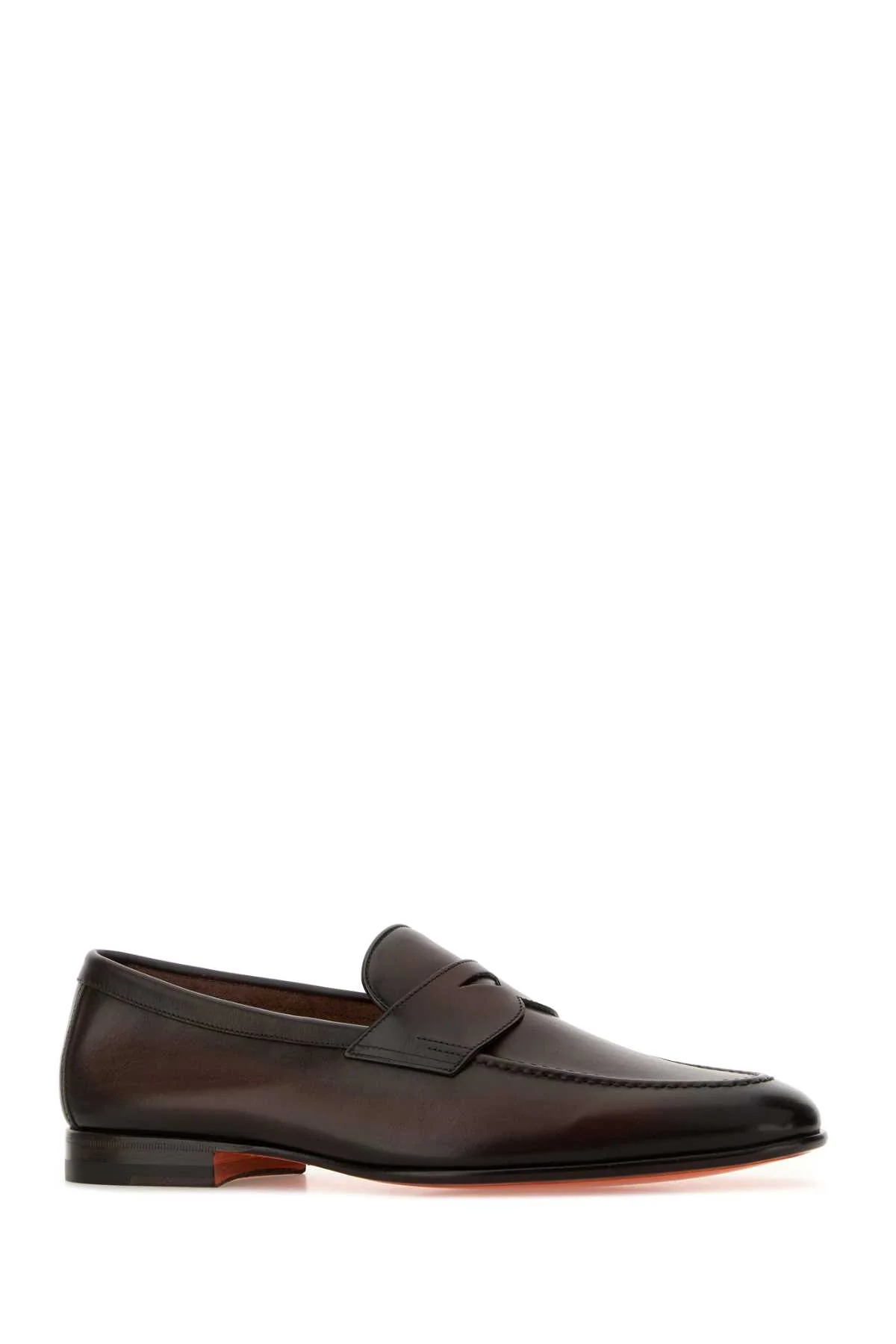 Santoni Men Dark Brown Leather Sullivan Loafers - Image 2