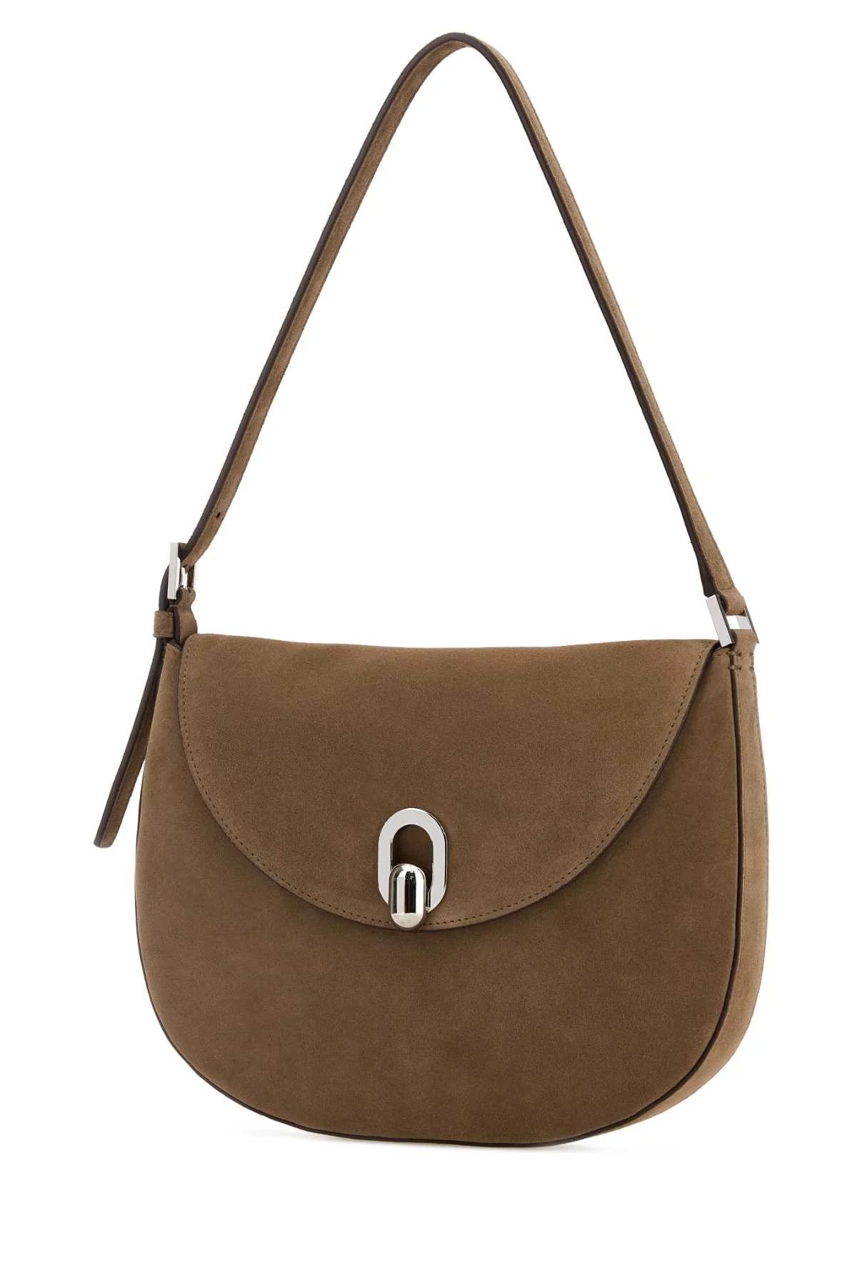 Savette Women Beige Suede Small Tondo Crossbody Bag - Image 2