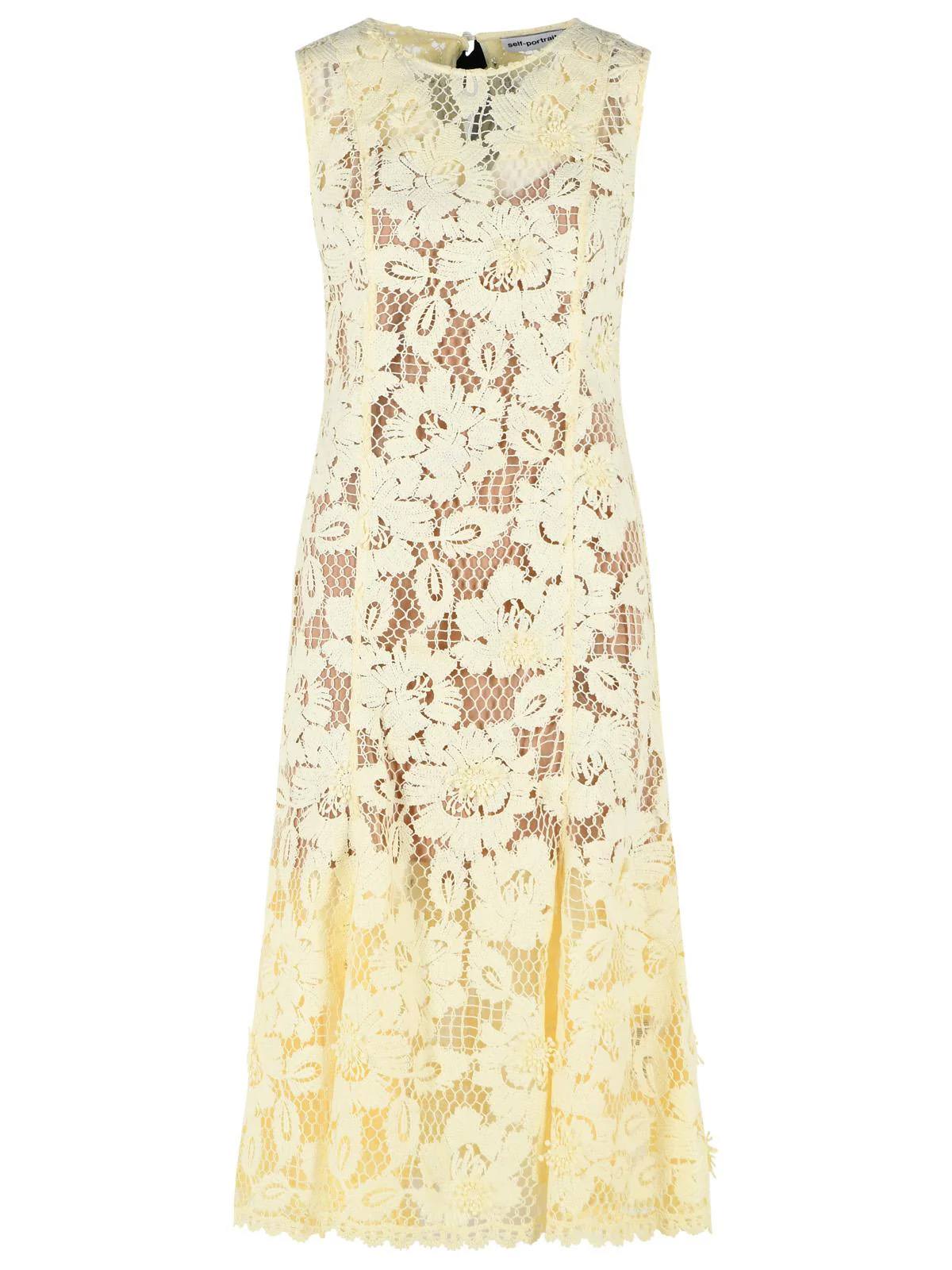 Self Portrait 'Crochet' Yellow Polyester Dress Women