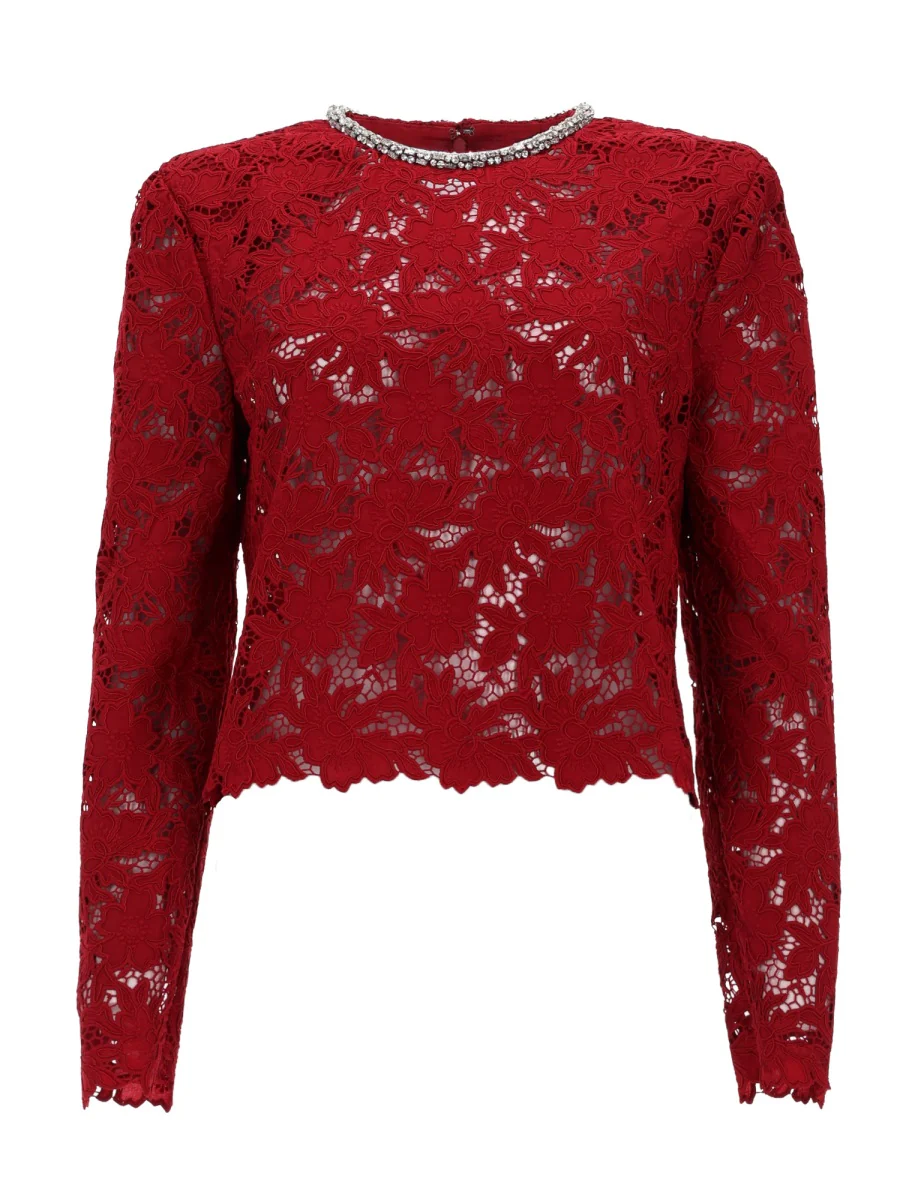 Self-Portrait Women Lace Top With Crystals