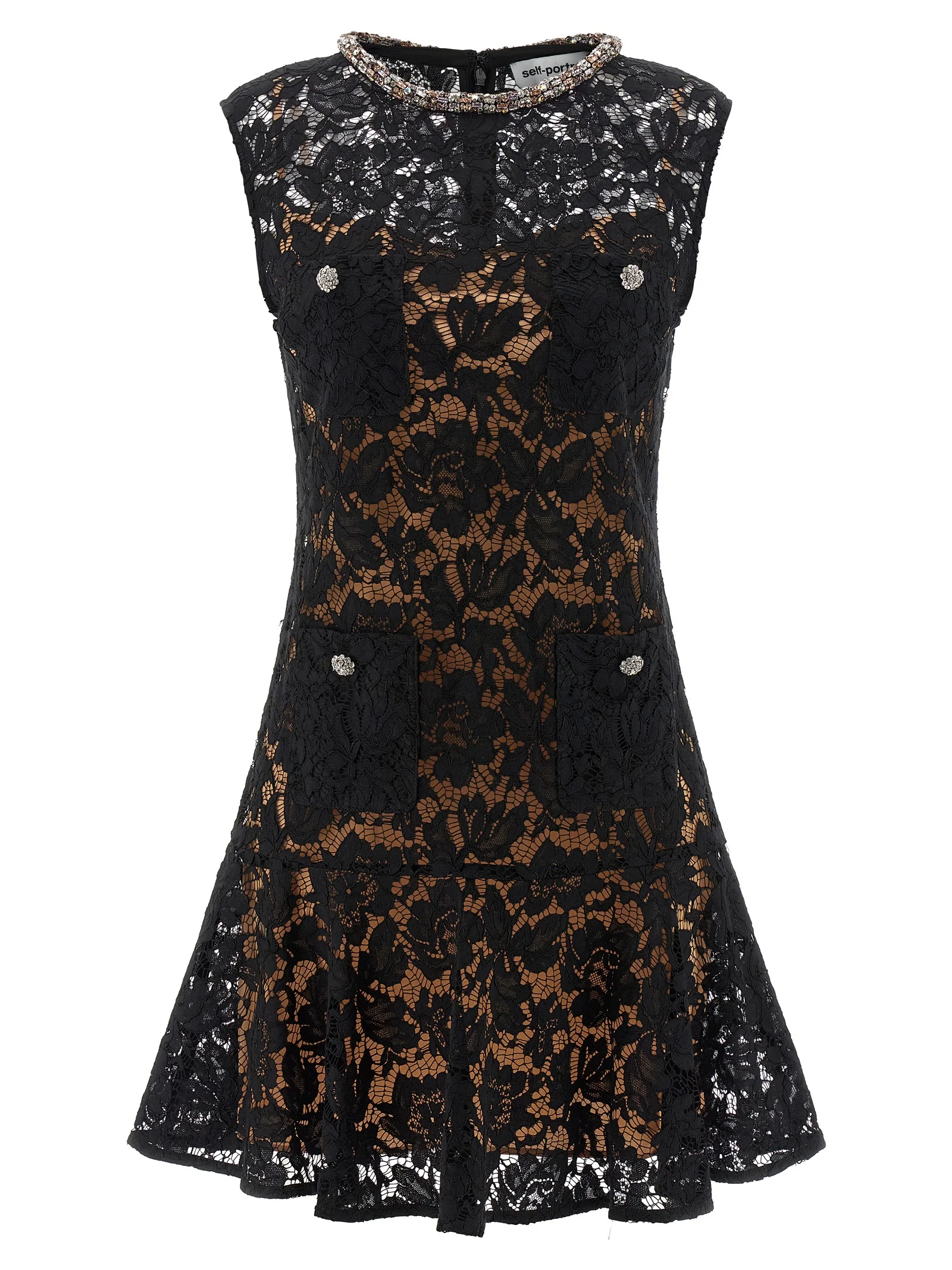 Self Portrait Women 'Black Lace Crystal' Dress