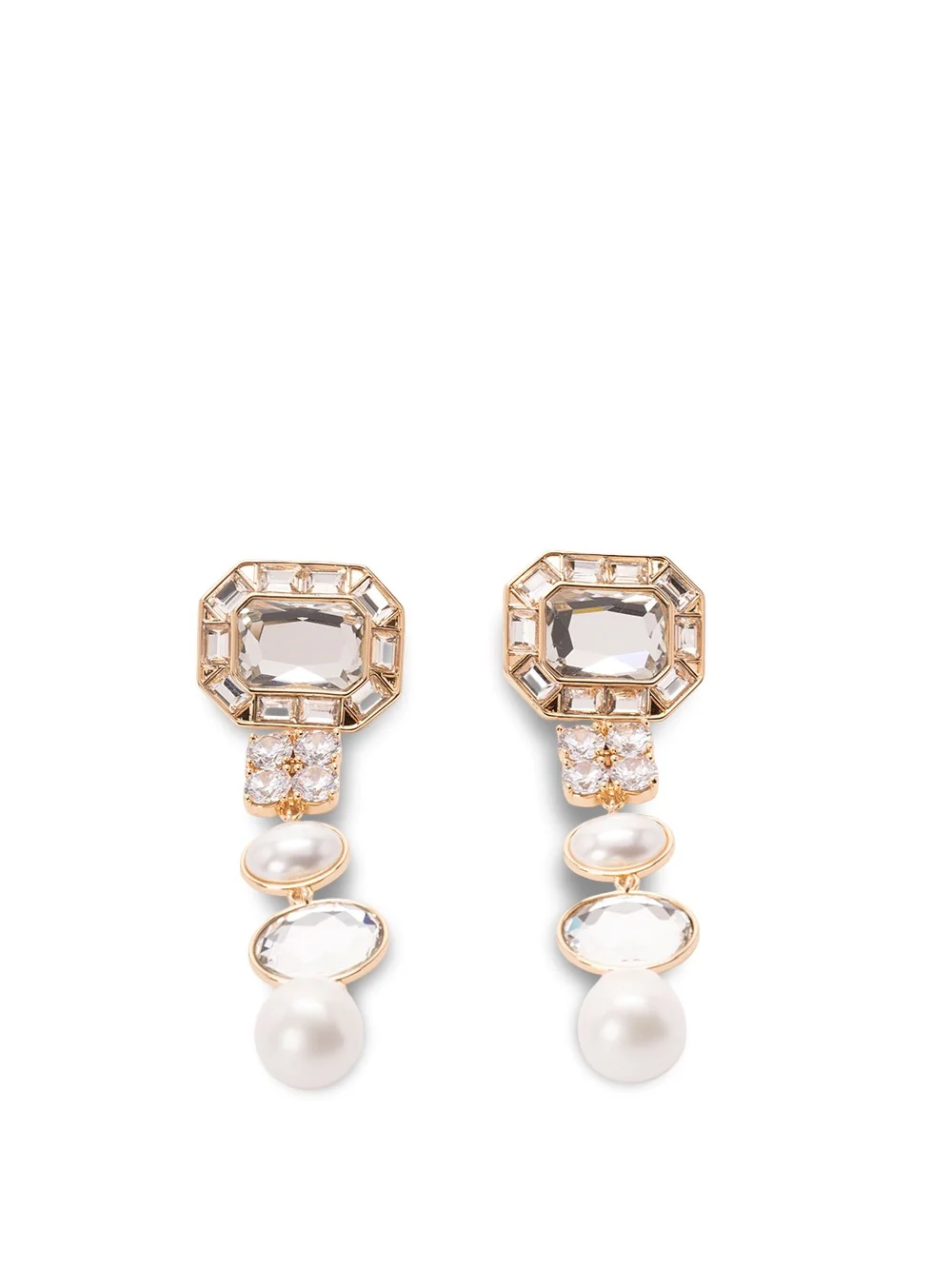Self-Portrait Women Crystal Pearl Tiered Earrings