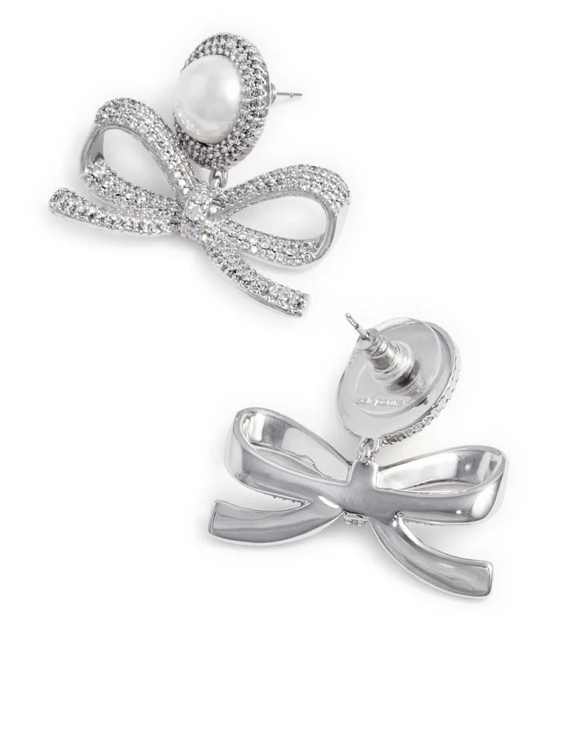 Self-Portrait Women Pearl Bow Dangle Earrings - Image 2