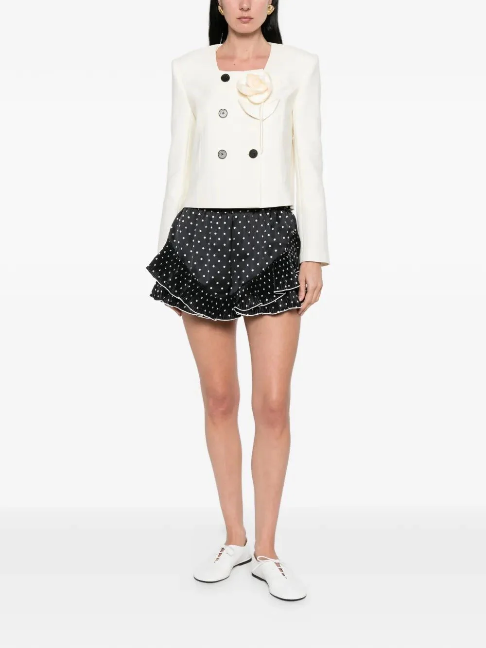 Self-Portrait Women Polka Dot Frill Mini Skirt - Image 2