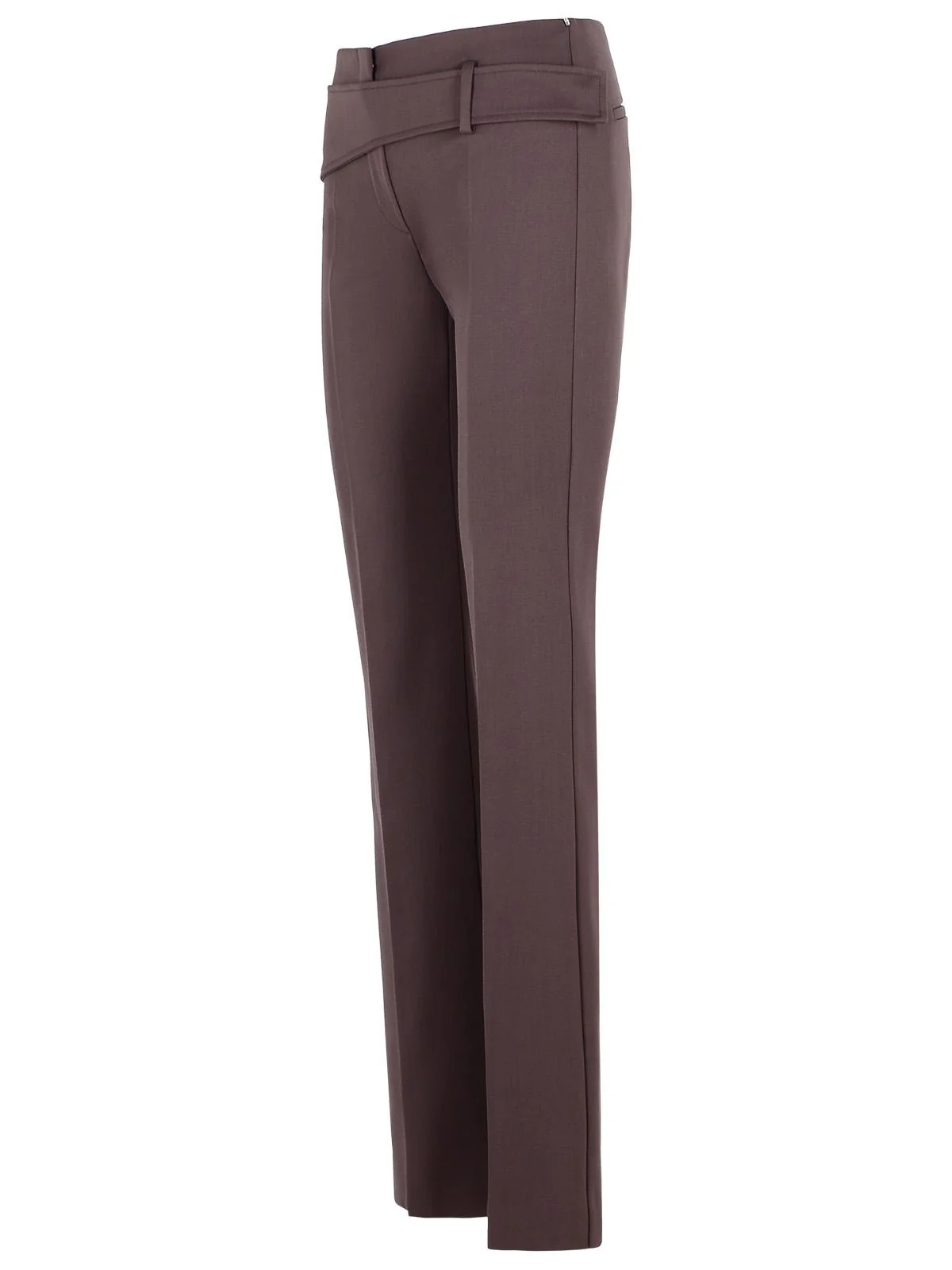 Sportmax 'Banda' Slim Trousers With Asymmetric Belt In Coffee Virgin Wool Blend Women - Image 2