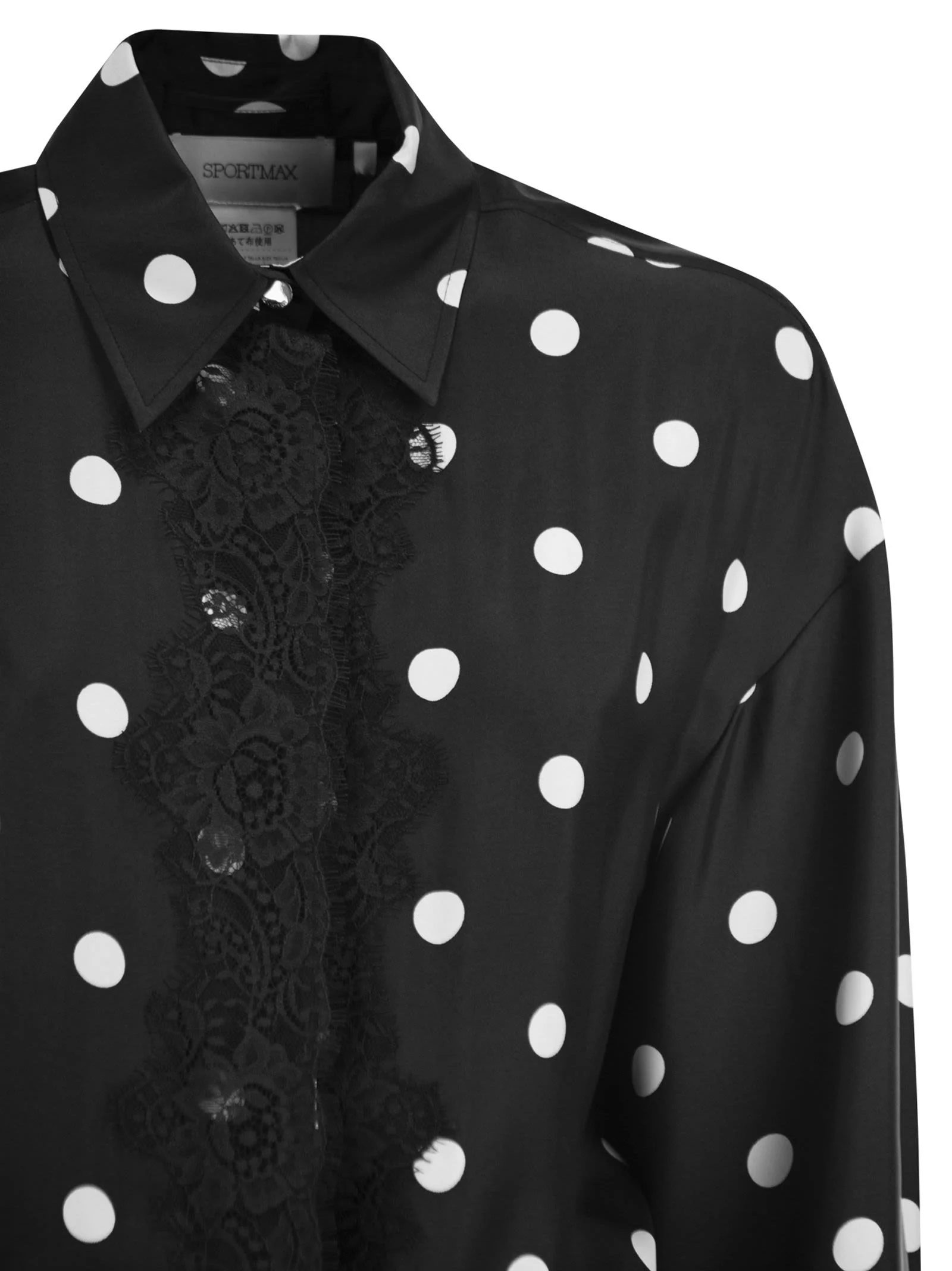 Sportmax Women Spxbosso - Silk Shirt Dress With Lace Inserts - Image 4
