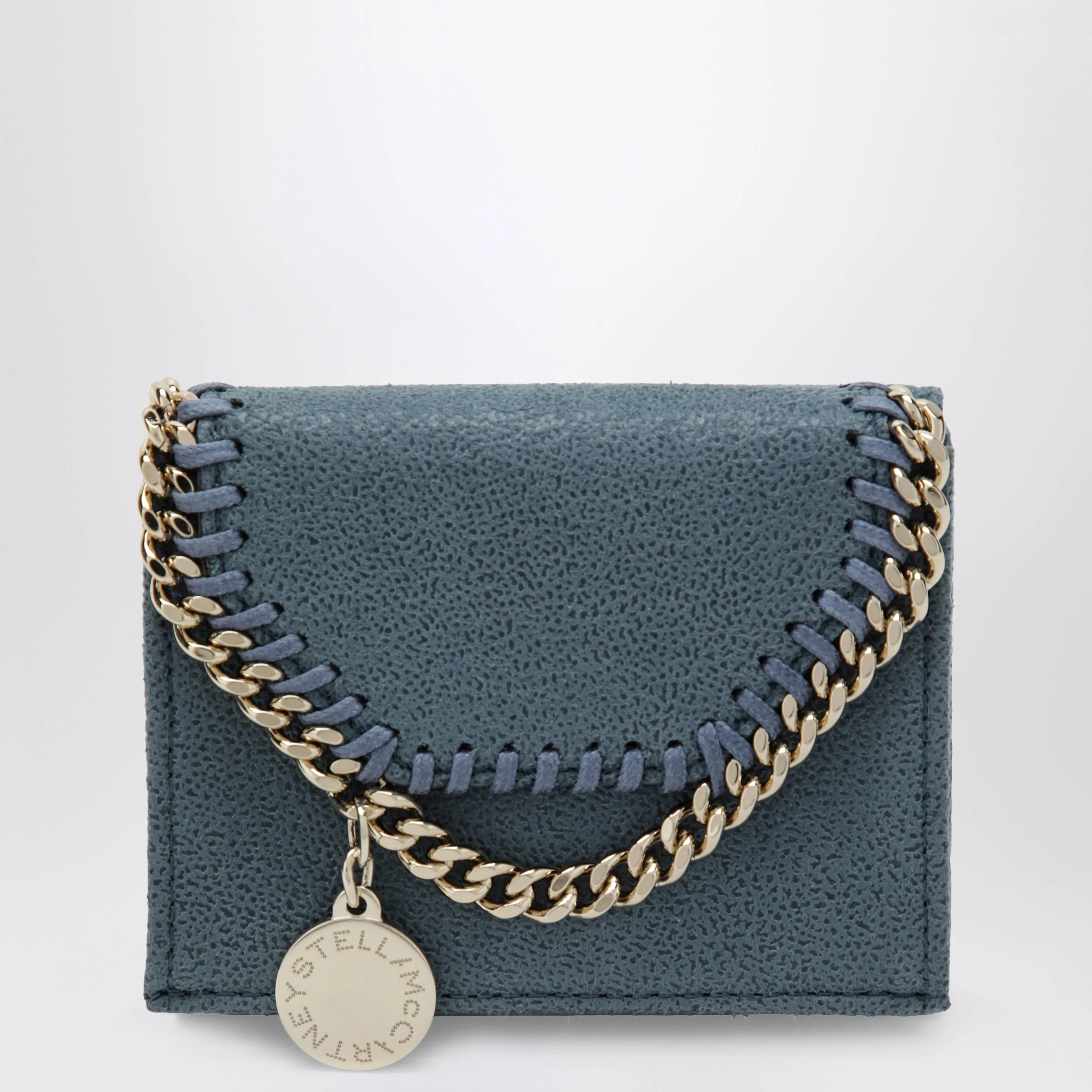 Stella Mccartney Light Blue Falabella Trifold Wallet With Chain Women