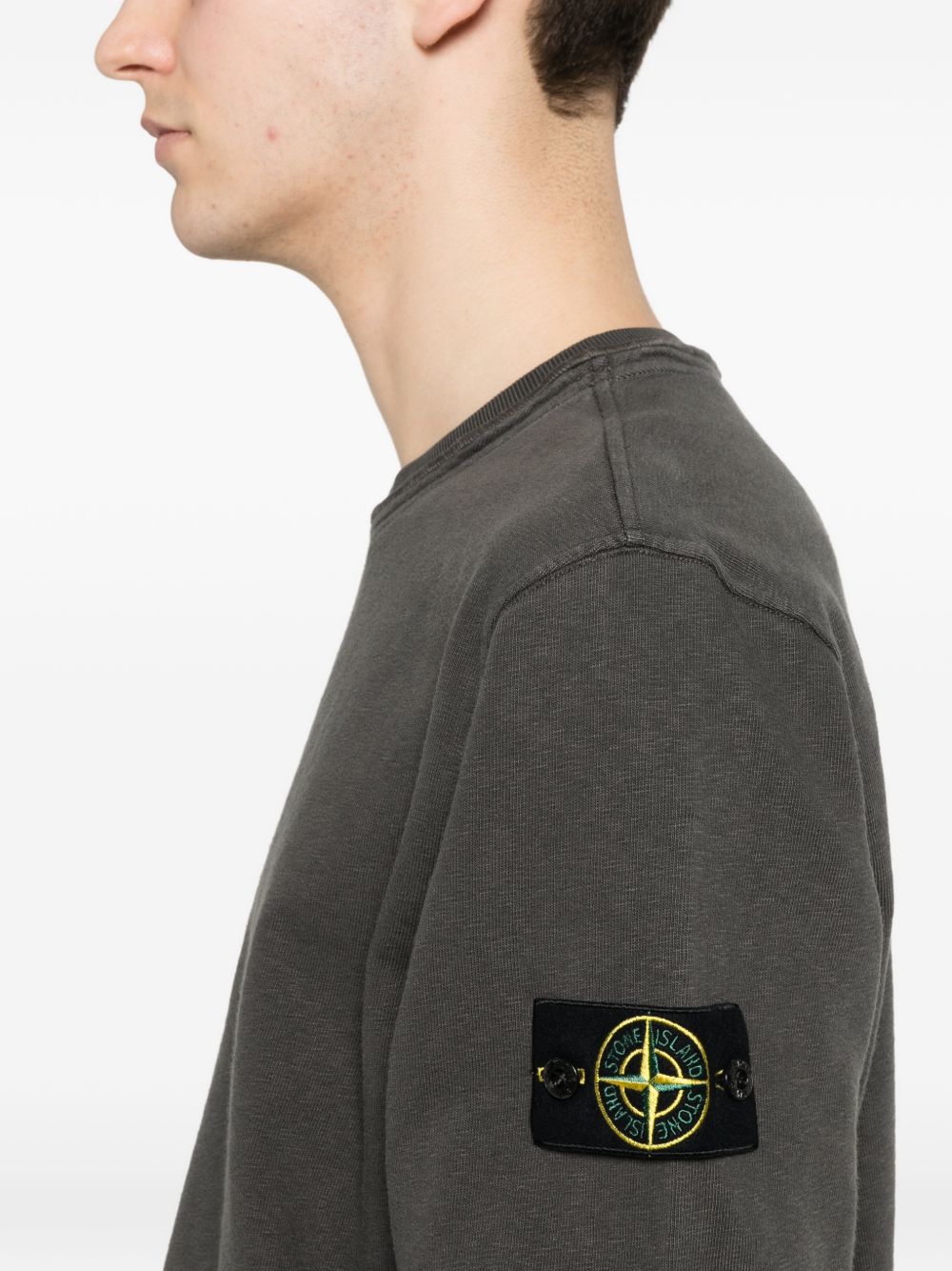 Stone Island Men Logo Cotton Crewneck Sweatshirt - Image 3