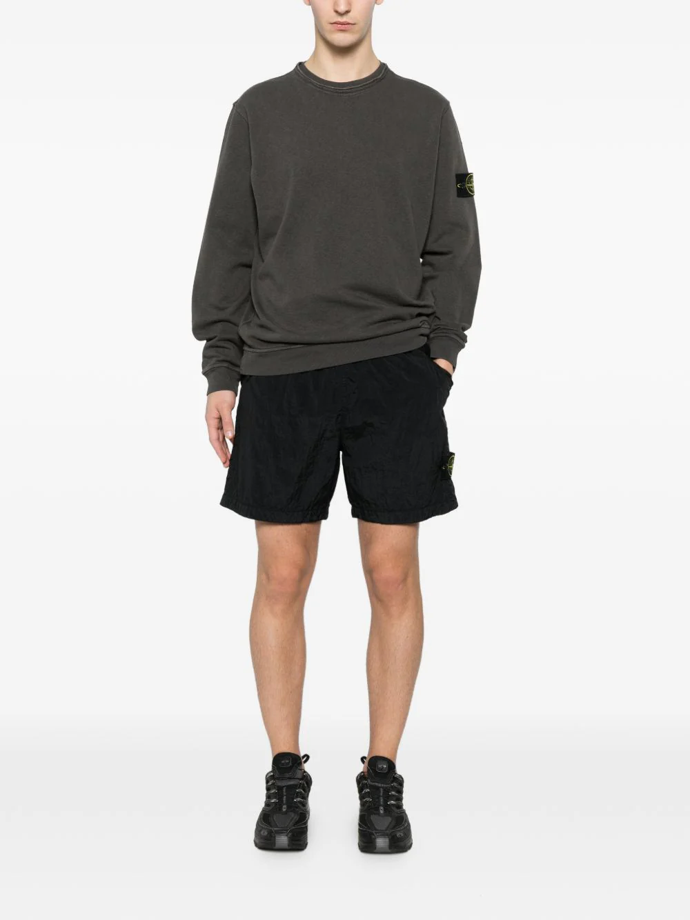 Stone Island Men Logo Cotton Crewneck Sweatshirt - Image 4