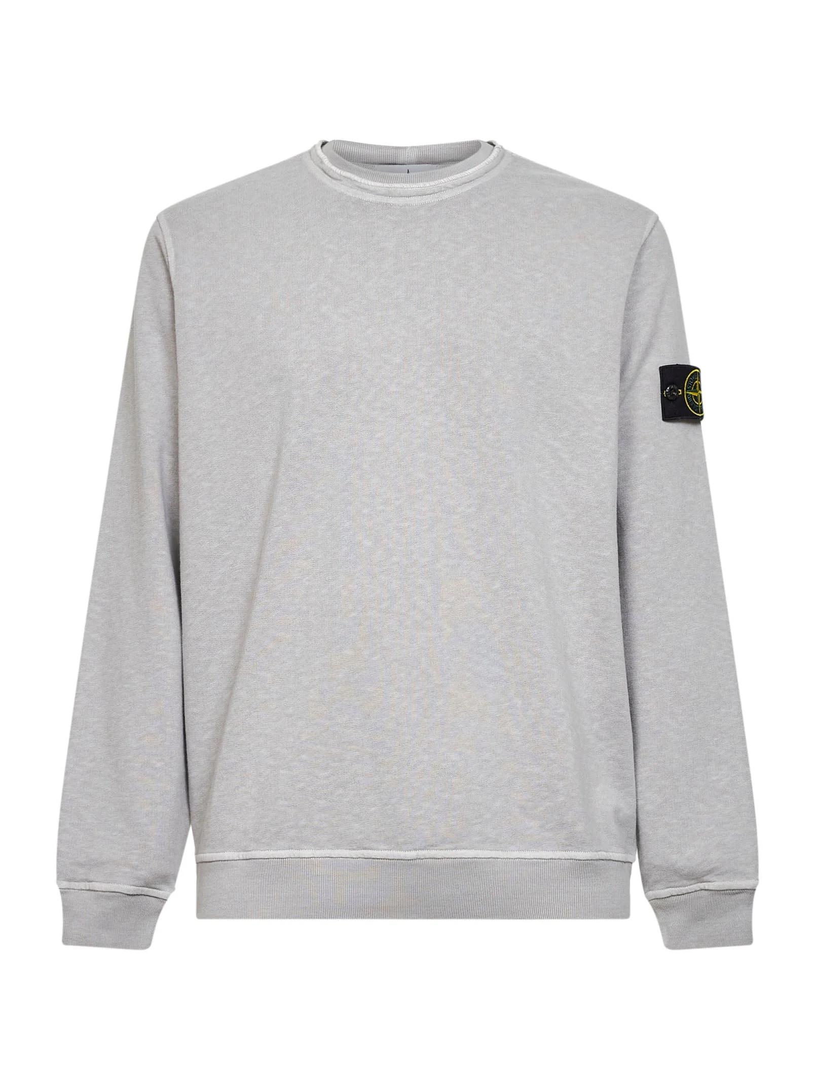 Stone Island Men Pearl Grey Slub-Effect Malfilé Cotton Sweatshirt