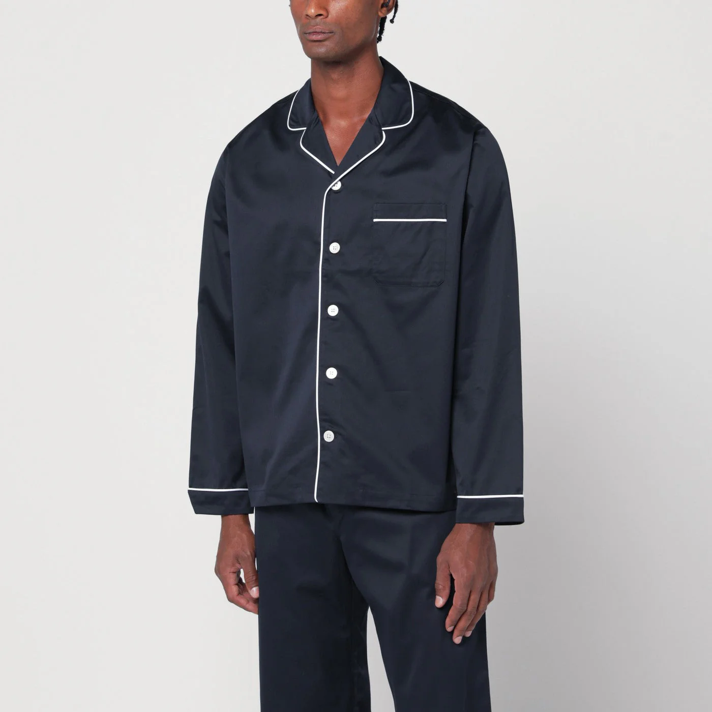 Tekla Blue/White Pyjama Shirt Men