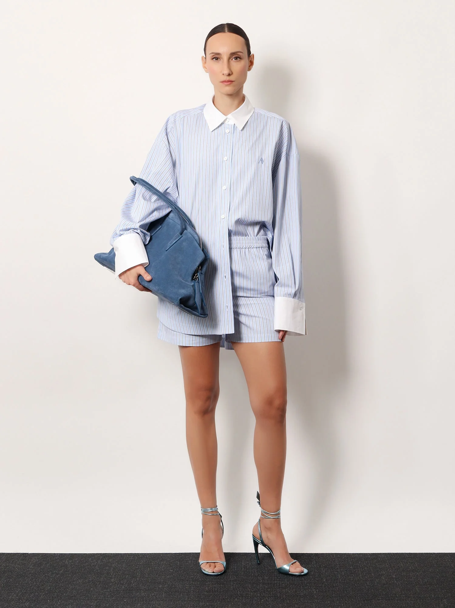 The Attico Women Oversize Striped Cotton Shirt - Image 2