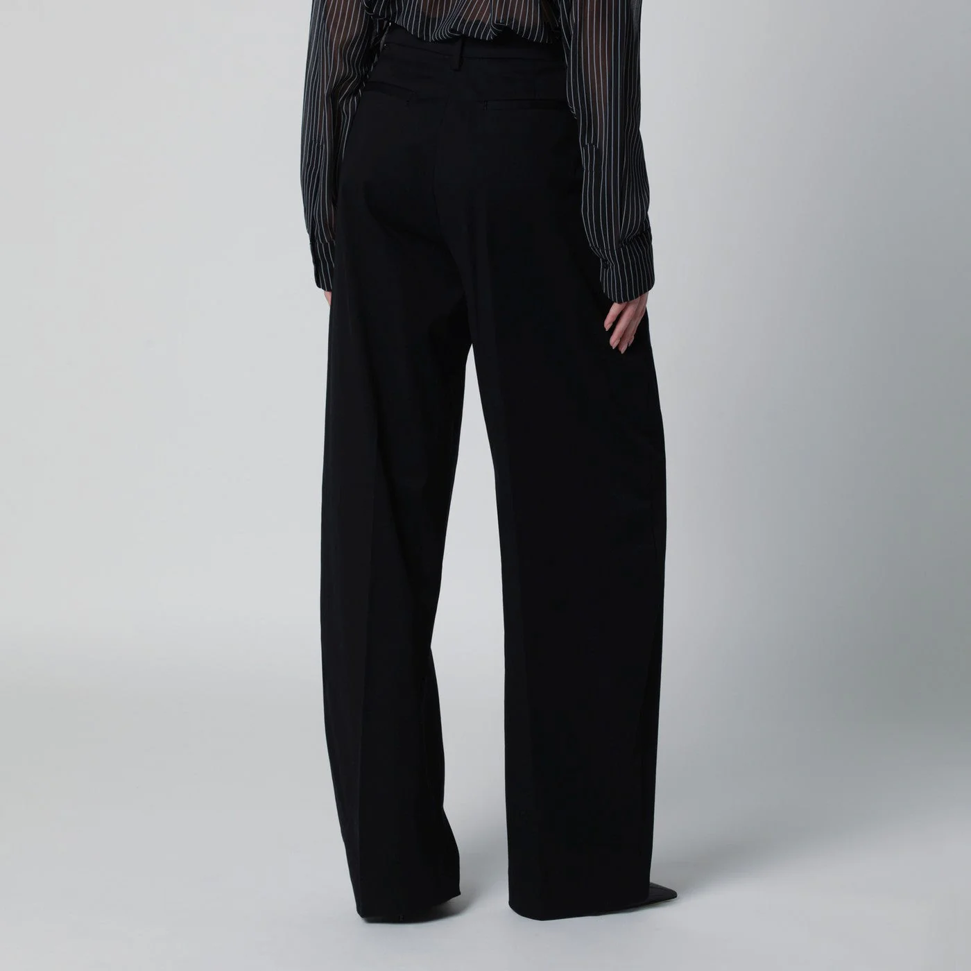Thelatest Black Cotton Palazzo Trousers Women - Image 2