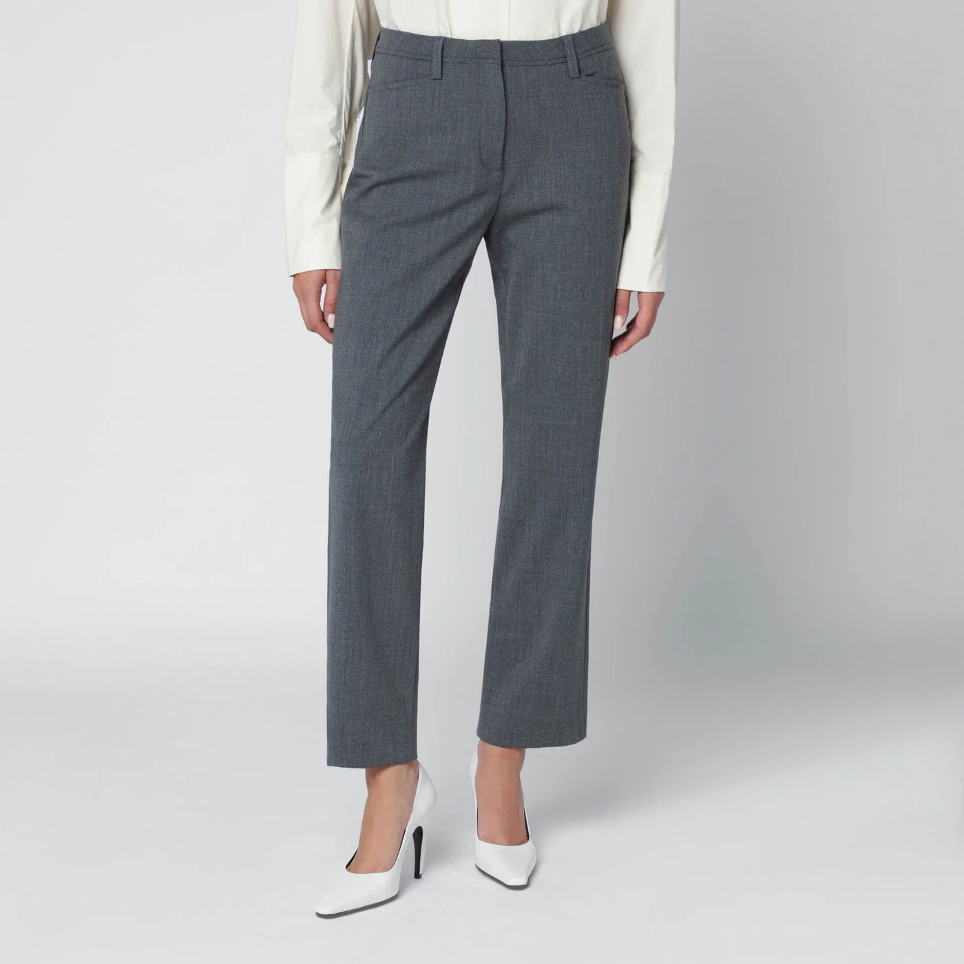 Thelatest Grey Wool-Blend Trousers Women