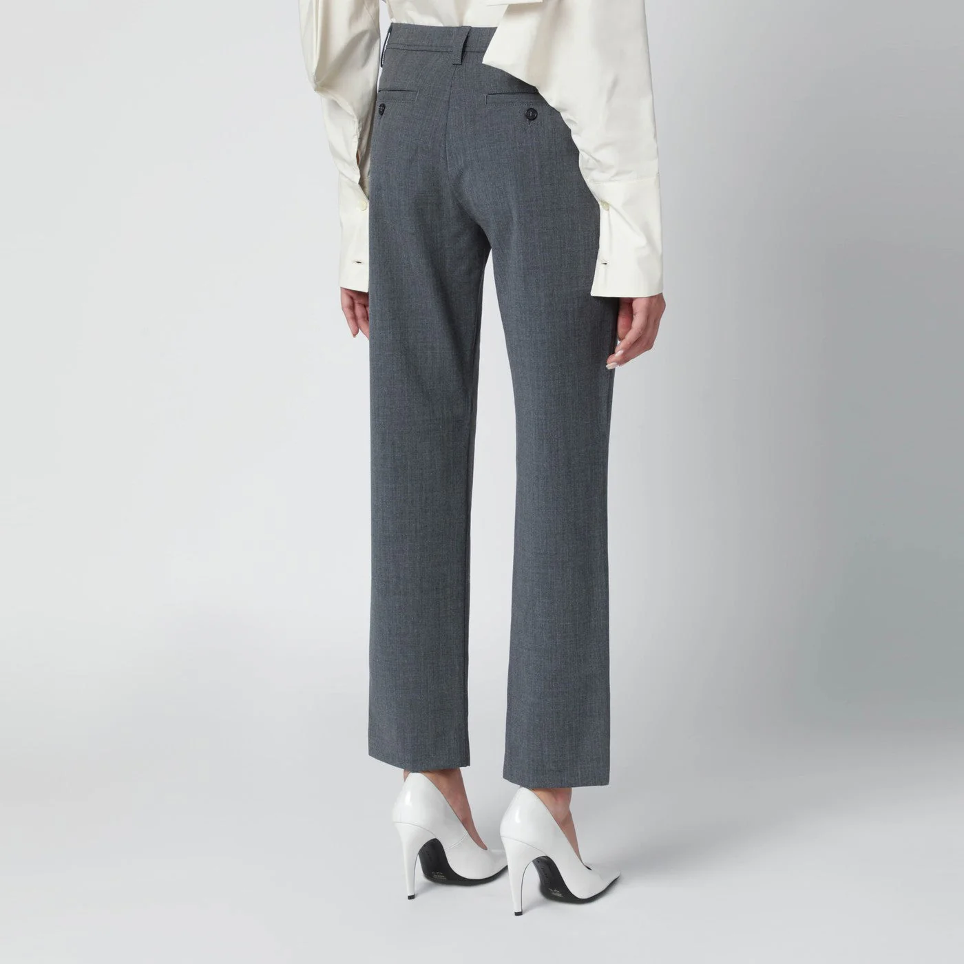 Thelatest Grey Wool-Blend Trousers Women - Image 2