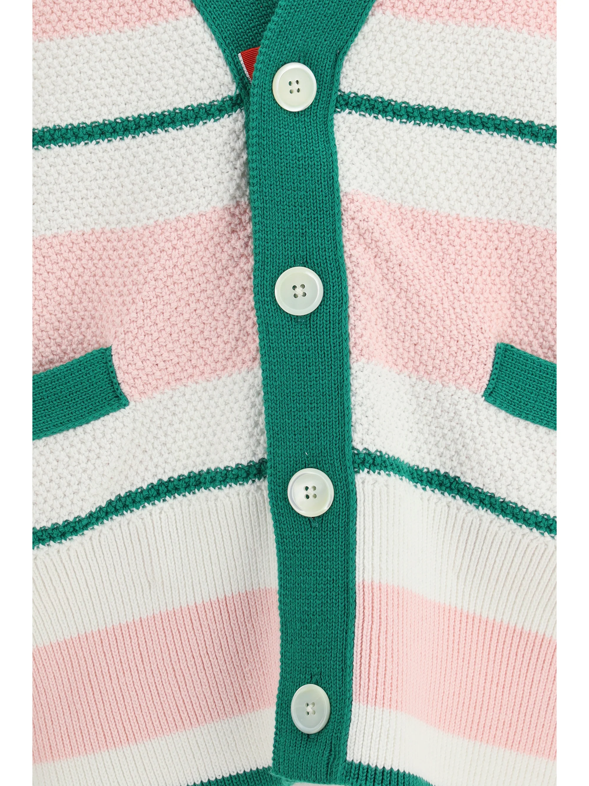 Thom Browne Men Classic Stripe Seed Stitch V Neck Cardigan - Image 3