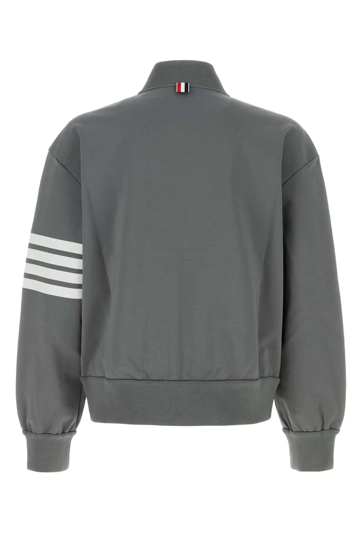 Thom Browne Men Grey Stretch Viscose Blend Bomber Jacket - Image 2