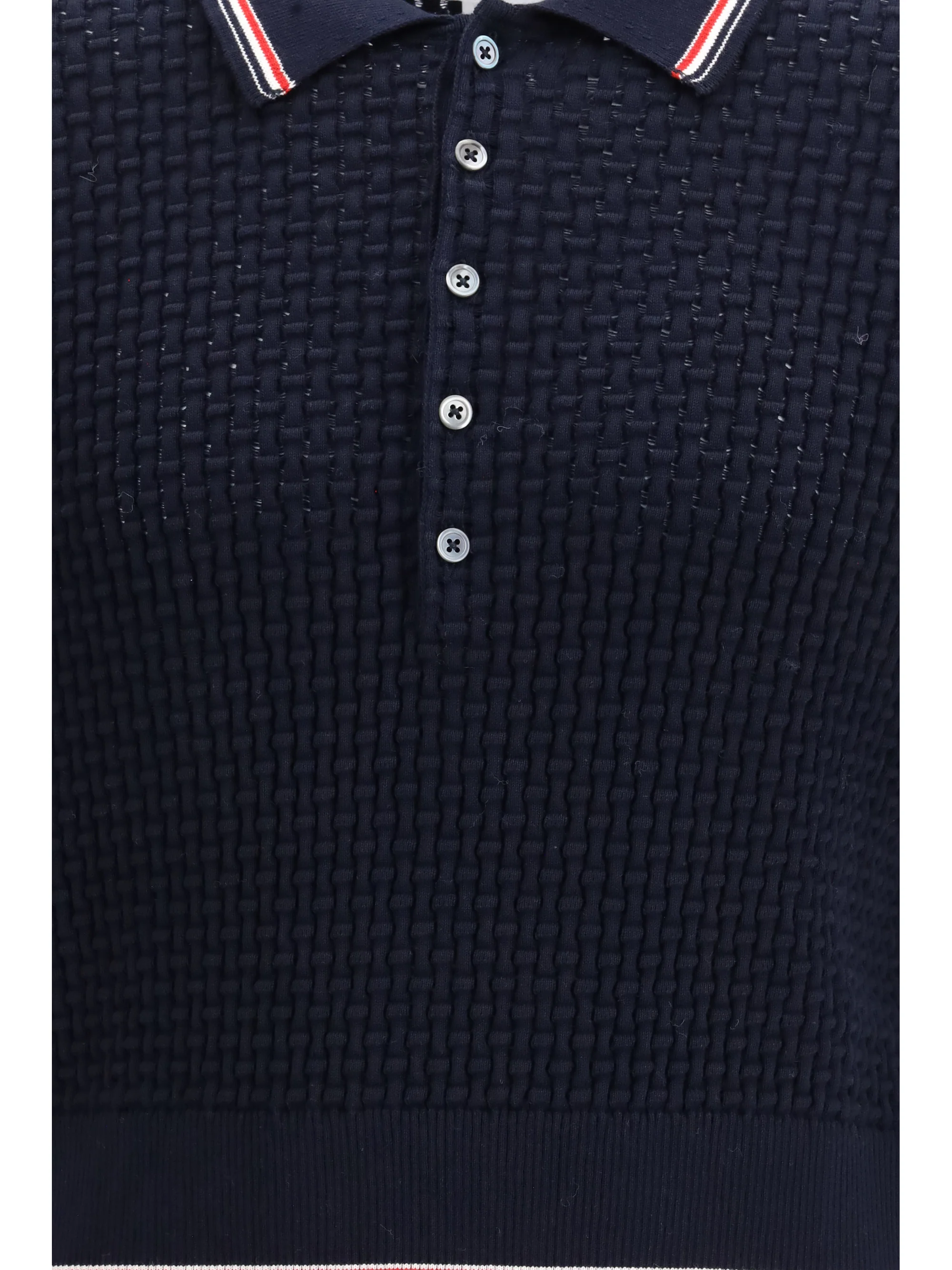 Thom Browne Men Woven Cotton Polo Shirt - Image 3