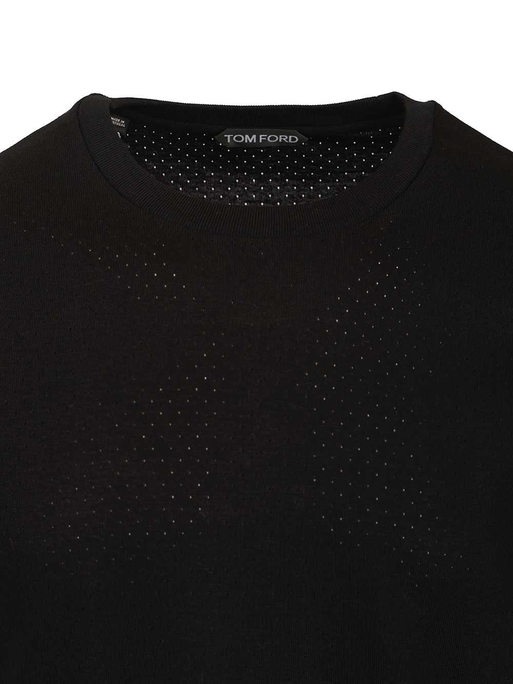 Tom Ford Men Perforated Ribbed T-Shirt - Image 3