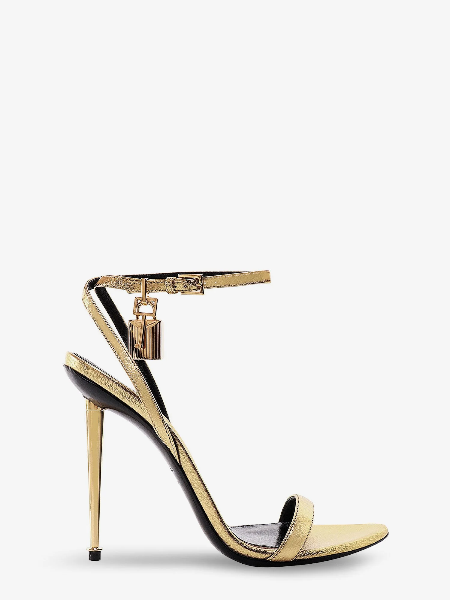 Tom Ford Women Laminated Leather Sandals With Iconic Padlock