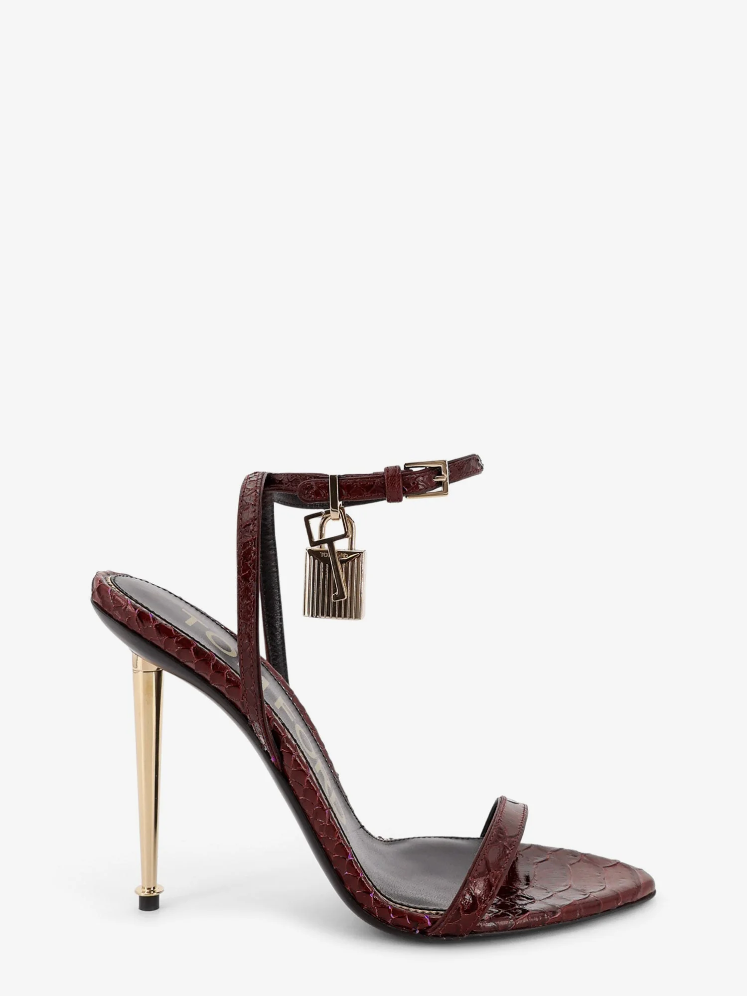 Tom Ford Women Laminated Leather Sandals With Iconic Padlock