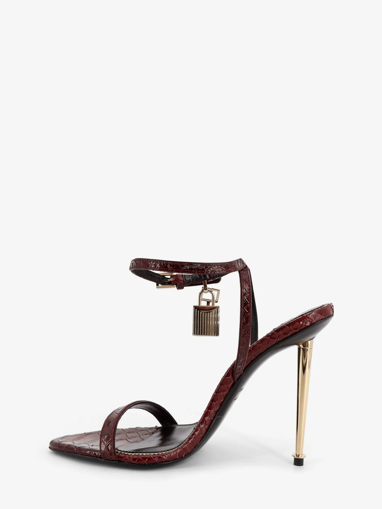 Tom Ford Women Laminated Leather Sandals With Iconic Padlock - Image 3