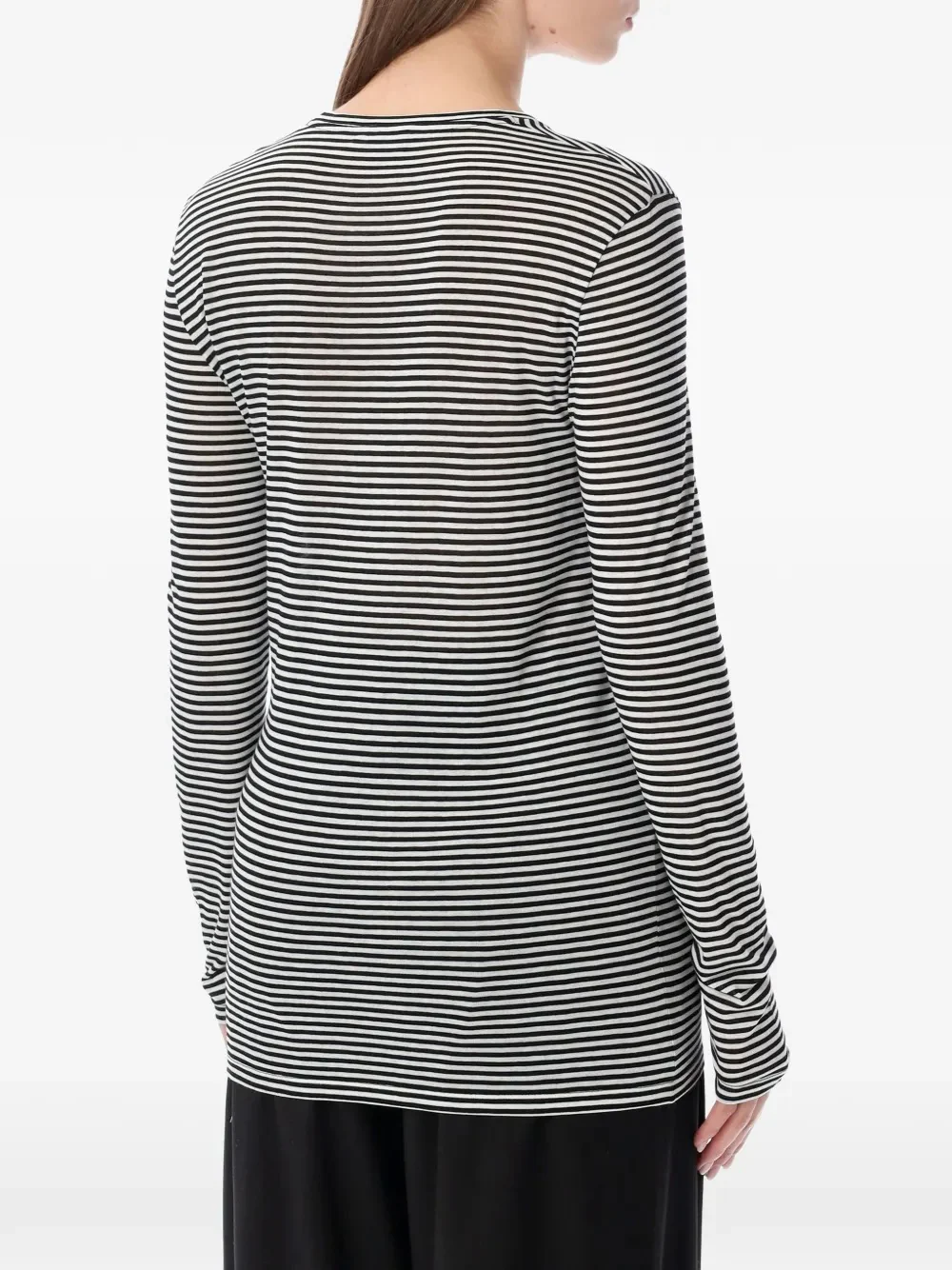 Tom Ford Women Long-Sleeved Striped T-Shirt With Tonal Tf Embroidered Logo - Image 3