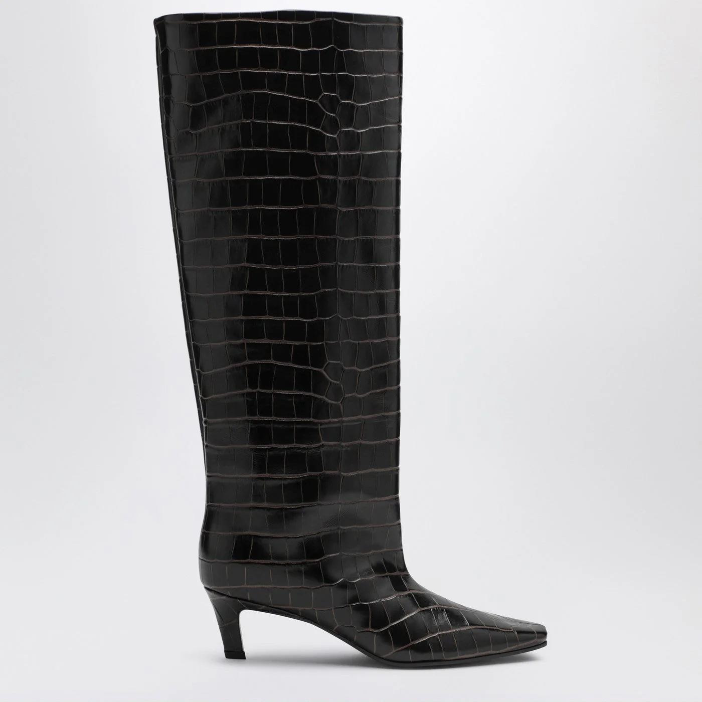 Toteme Brown Boots In Crocodile-Print Leather Women