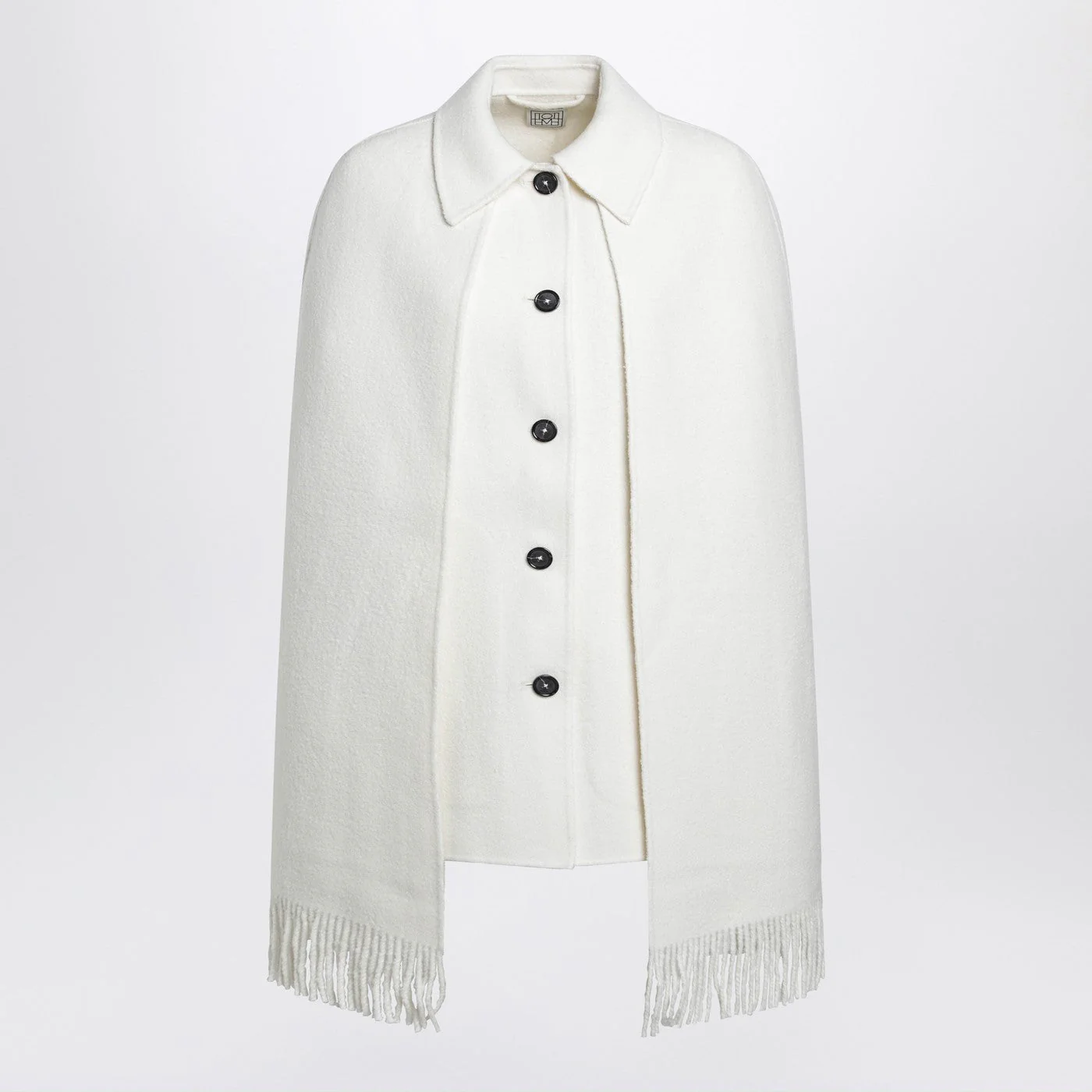 Toteme White Cape Jacket With Fringes Women