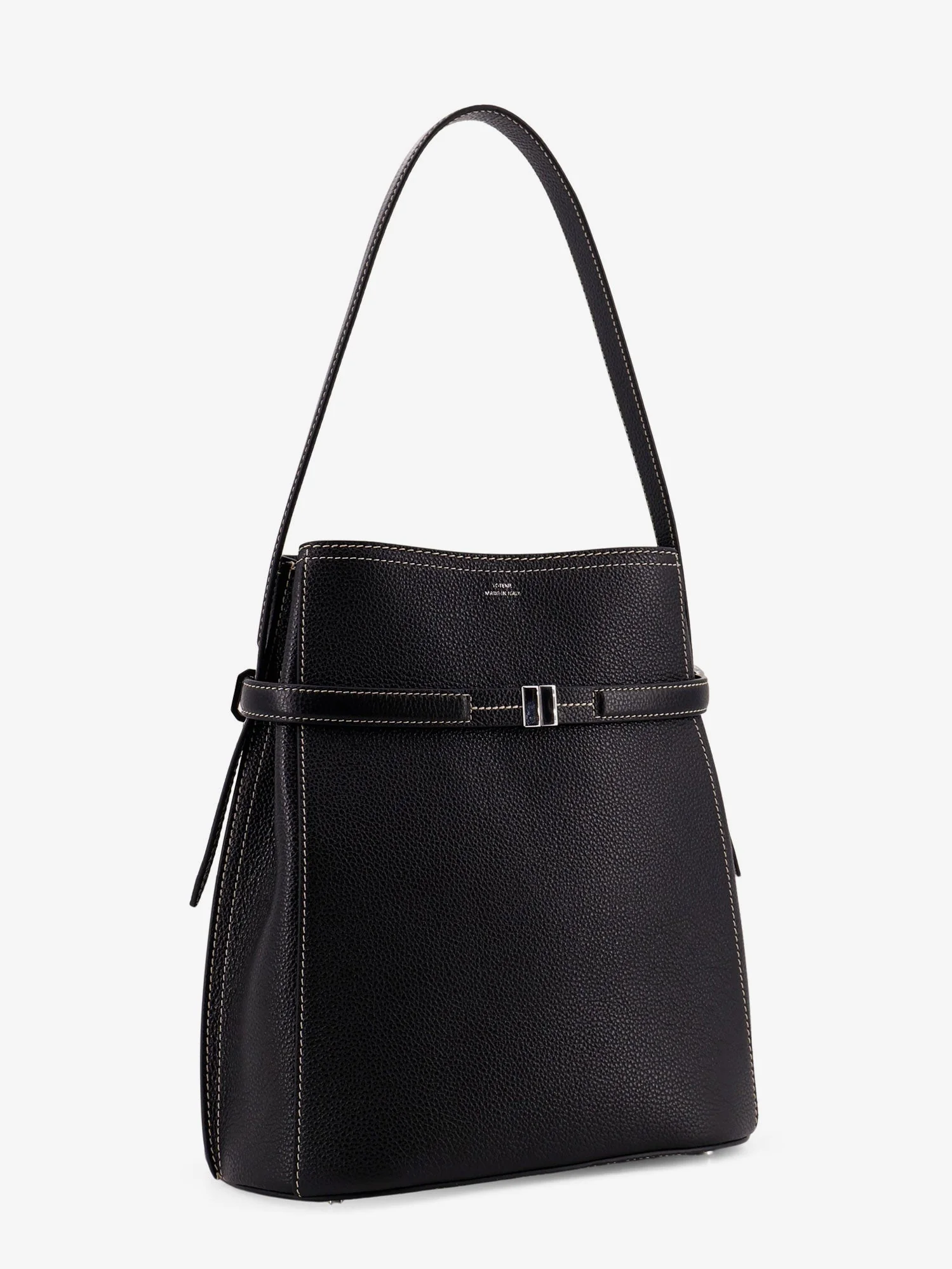 Toteme Women Hammered Leather Bucket Bag With Strap On The Front - Image 4