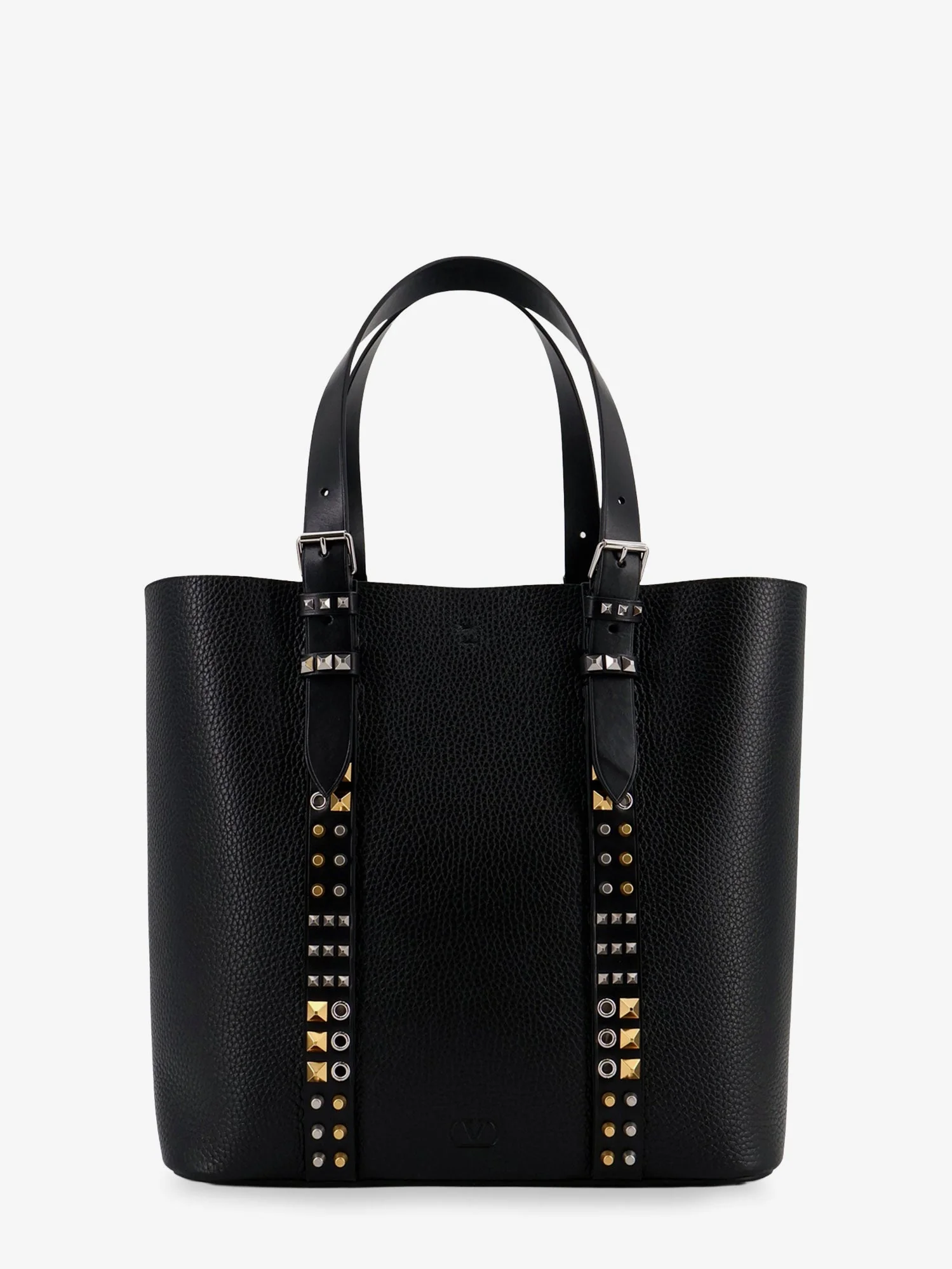 Valentino Garavani Men Leather Shoulder Bag With Iconic Studs
