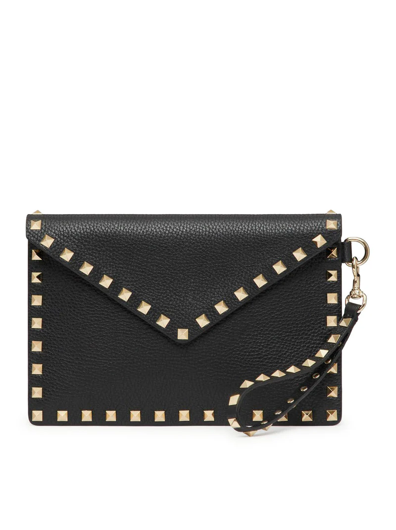 Valentino Garavani Women Rockstud Pouch In Garnet Calfskin