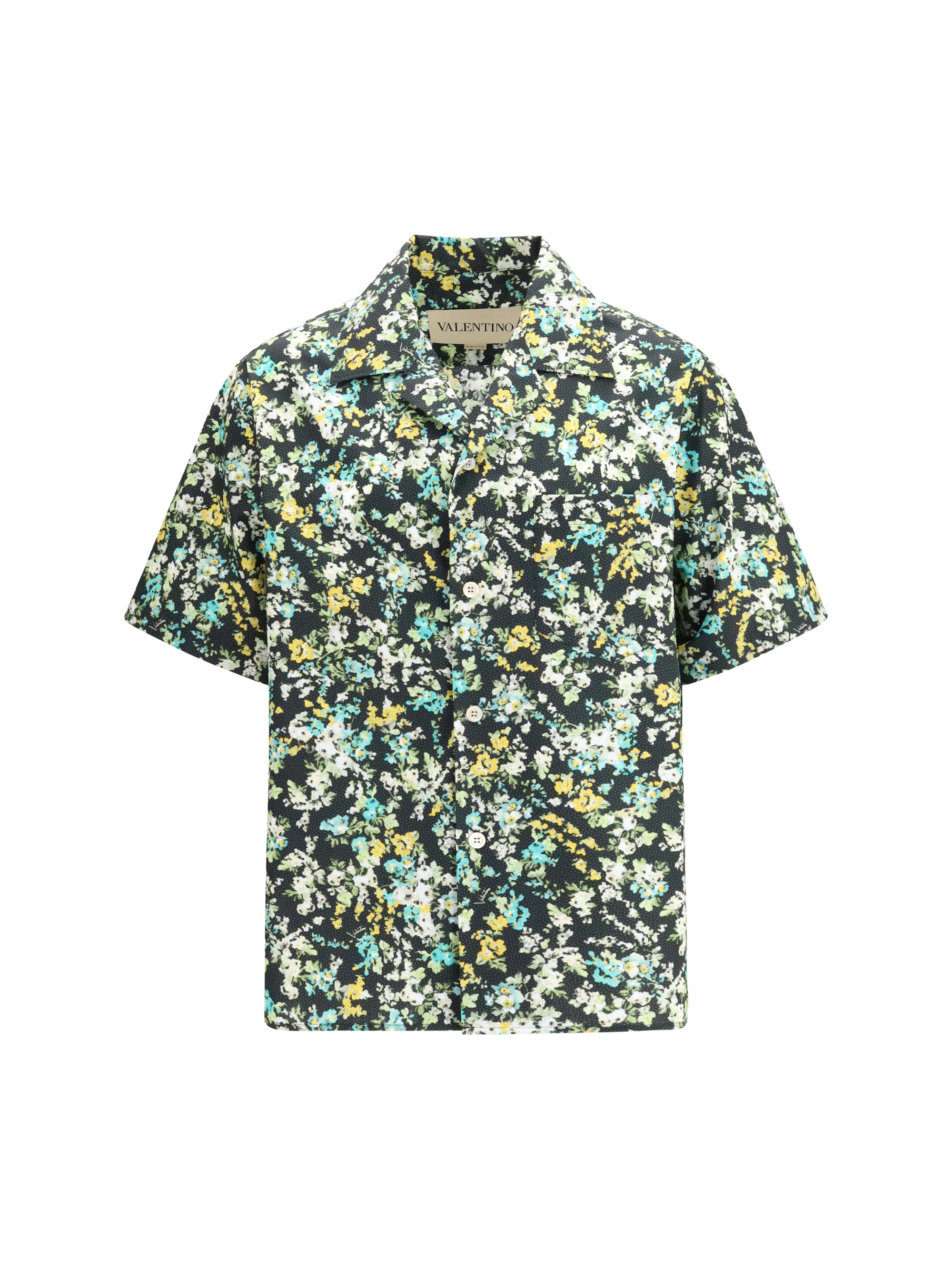 Valentino Men Bowling Shirt With An All-Over Papier Floral