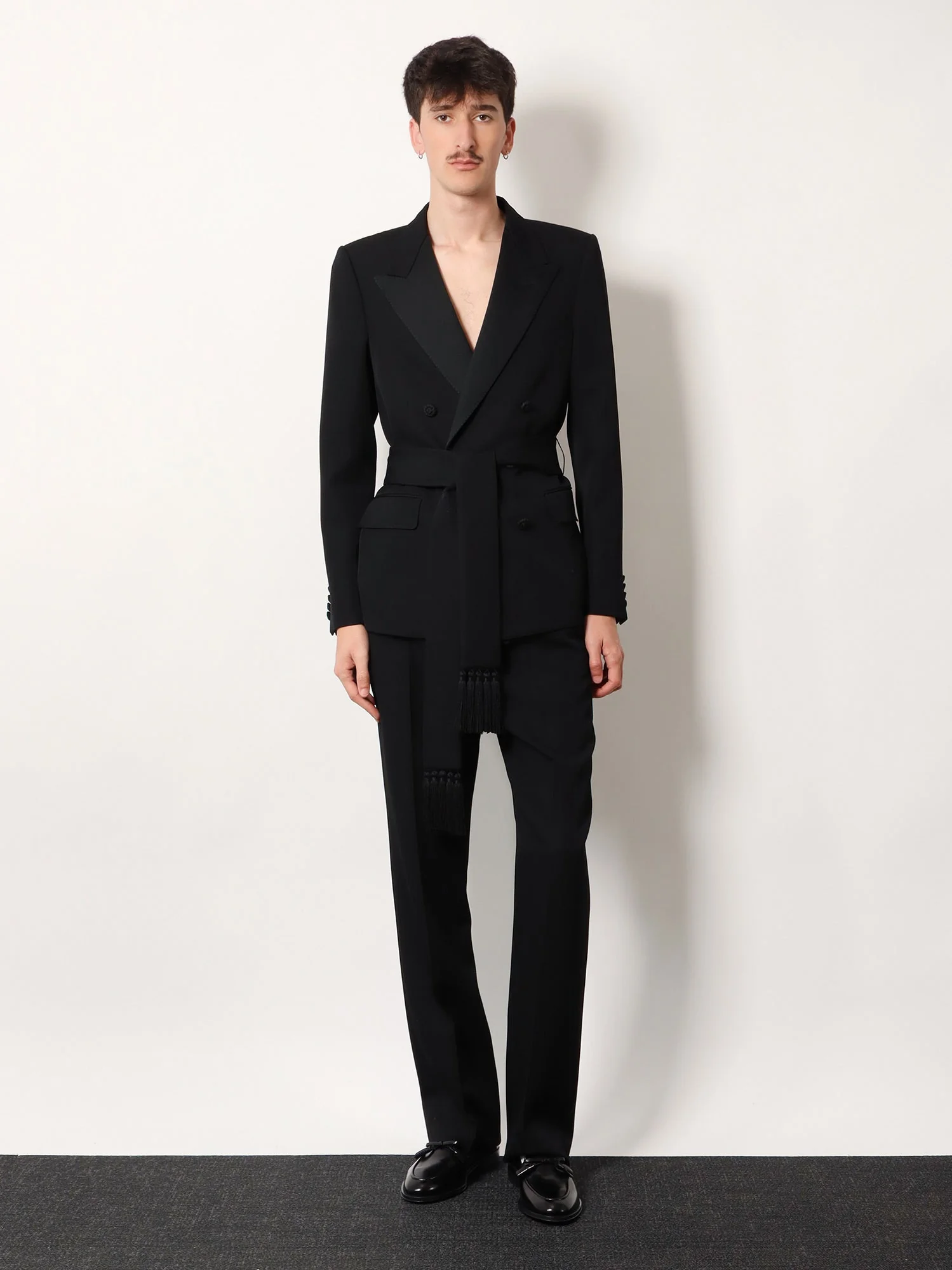 Valentino Men Virgin Wool Blazer With Belt - Image 2