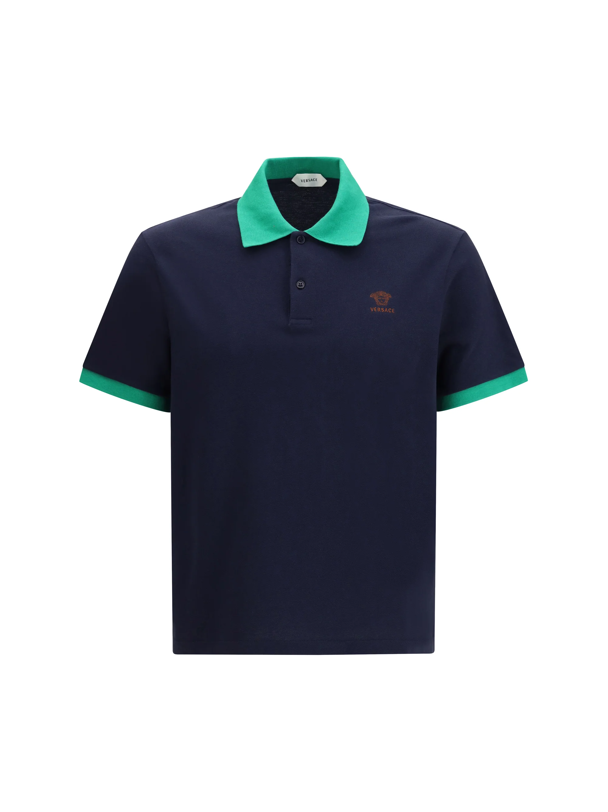 Versace Men Polo In Cotton Piqué With Embroidery