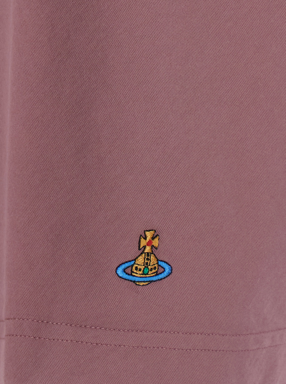 Vivienne Westwood Men Pink Crew Neck T-Shirt With Logo Detail On The Front In Cotton Woman - Image 3