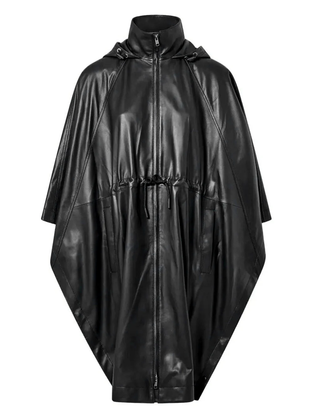 Yves Salomon Women Leather Cape With Drawstring Waist
