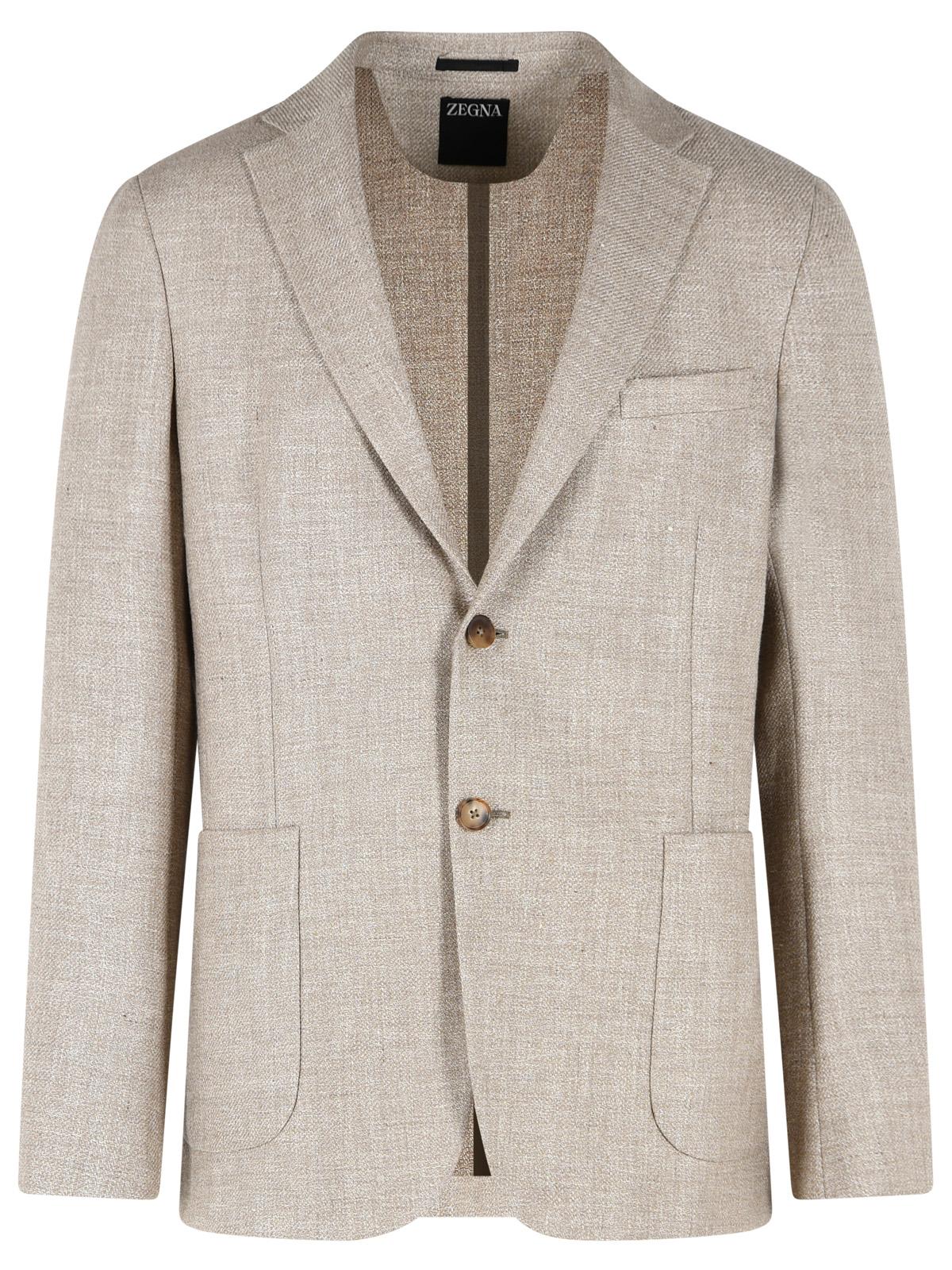 Zegna 'Drop 7' Beige Wool And Linen Jacket Men