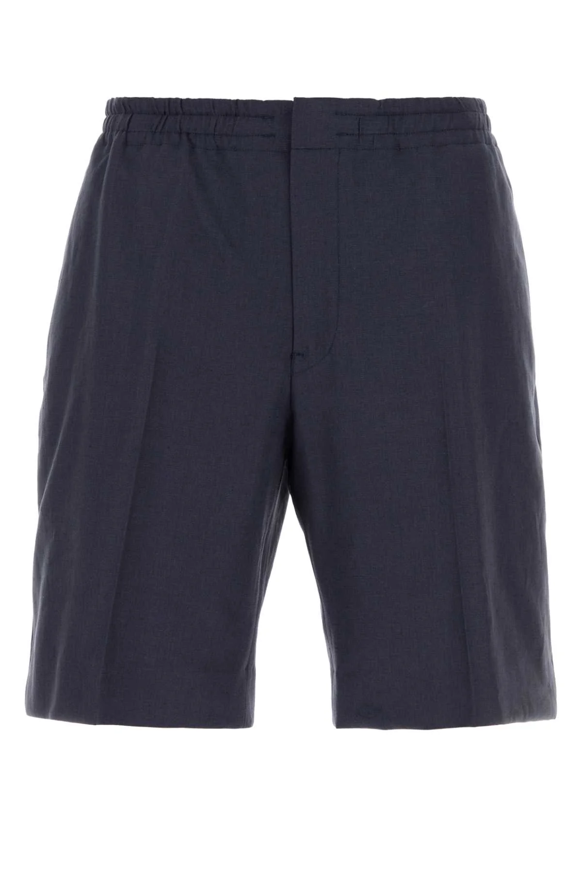 Zegna Men Blue Linen Bermuda Shorts