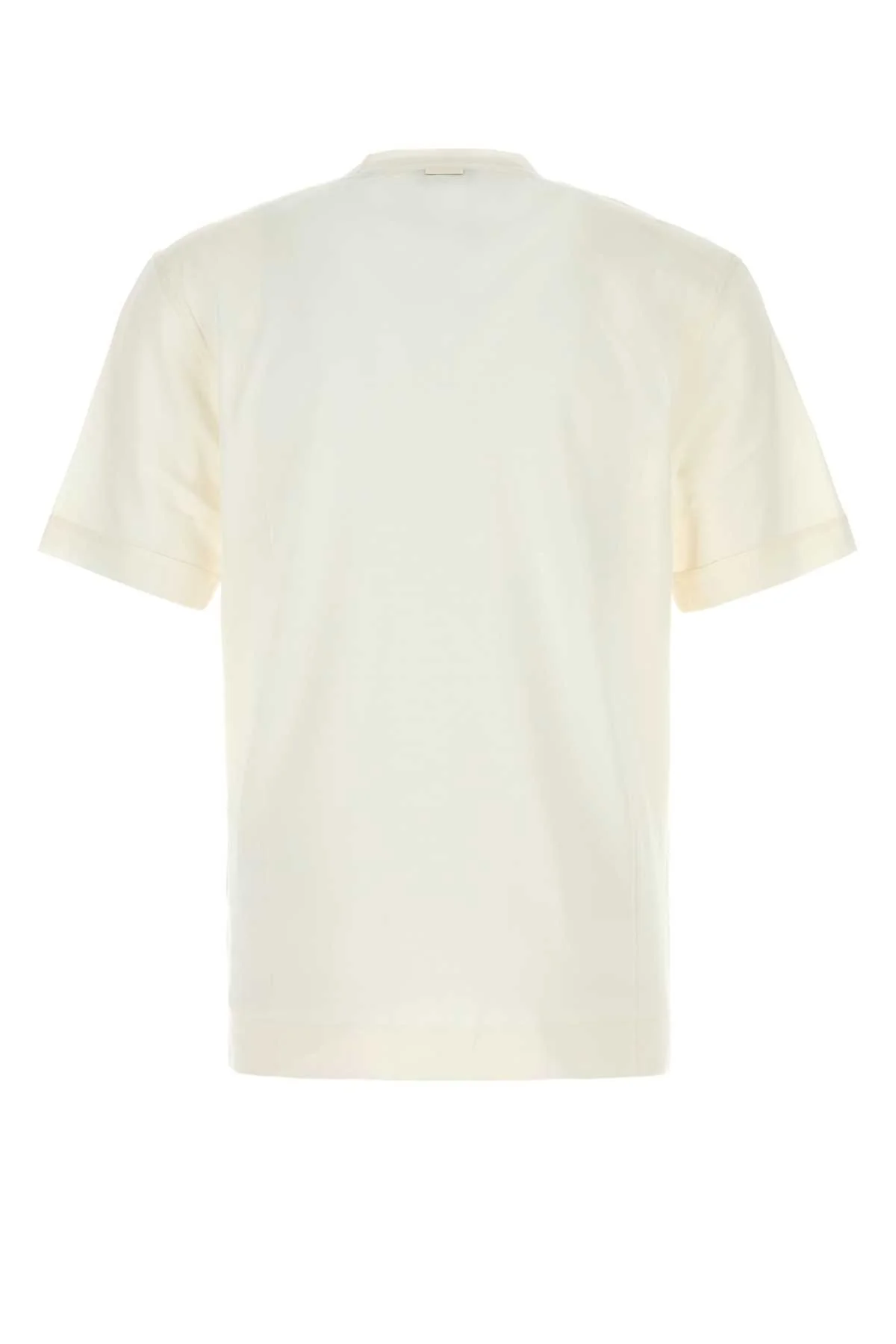 Zegna Men White Cotton And Silk T-Shirt - Image 2