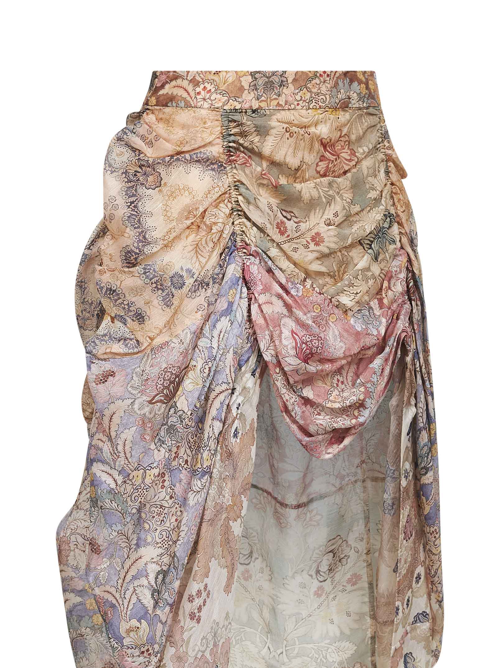 Zimmermann Women Spliced Floral Silk-Linen Blend Rebellion Midi Skirt - Image 3