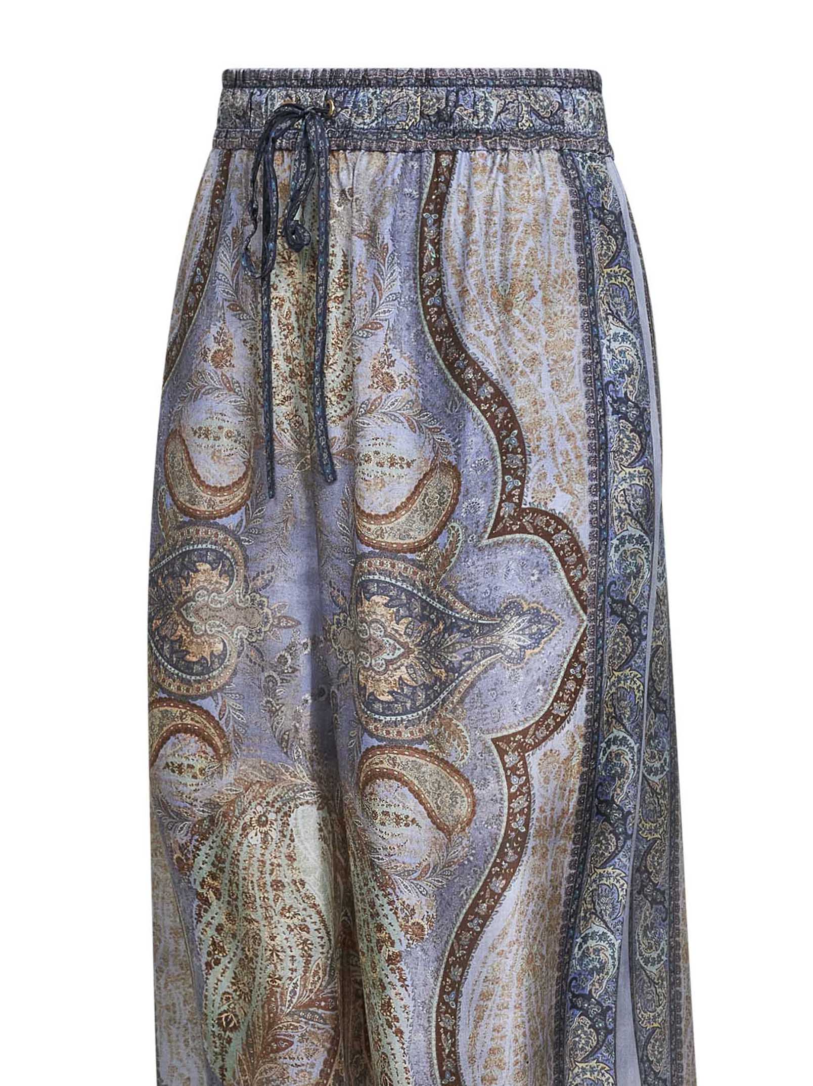 Zimmermann Women Tapestry-Print Blue Silk Habotai Wanderlust Trousers - Image 3