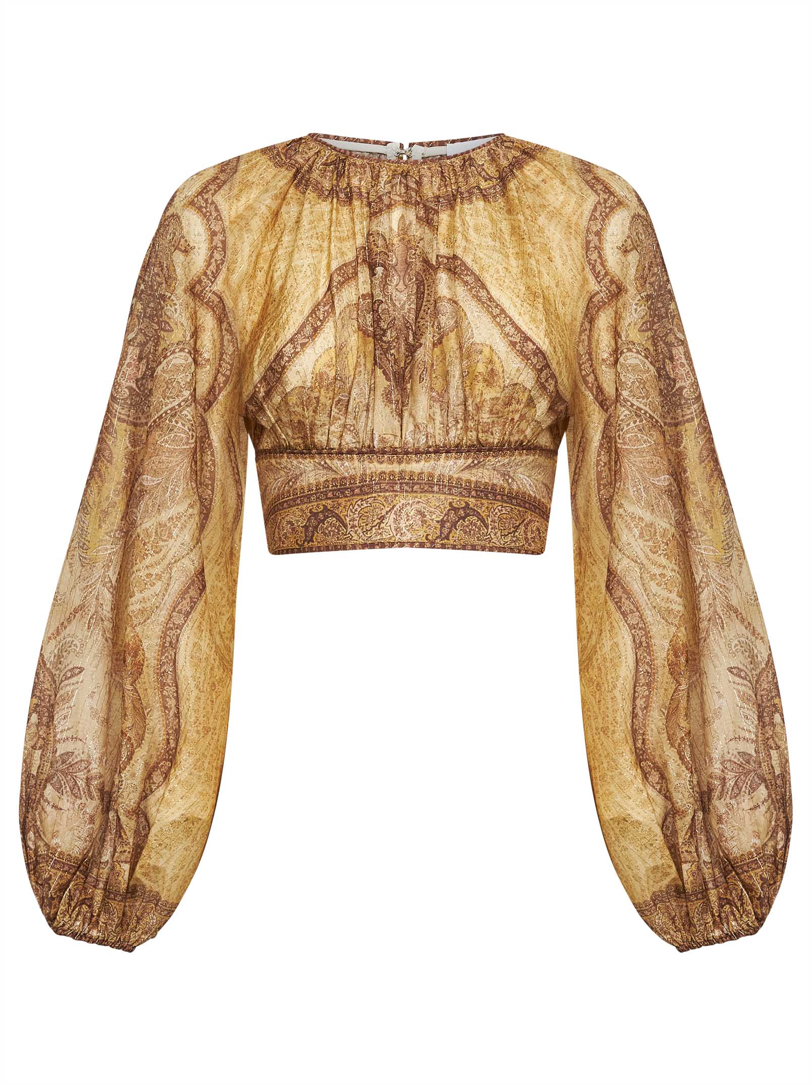 Zimmermann Women Tapestry-Print Mustard Cotton-Silk Blend Wanderlust Bodice